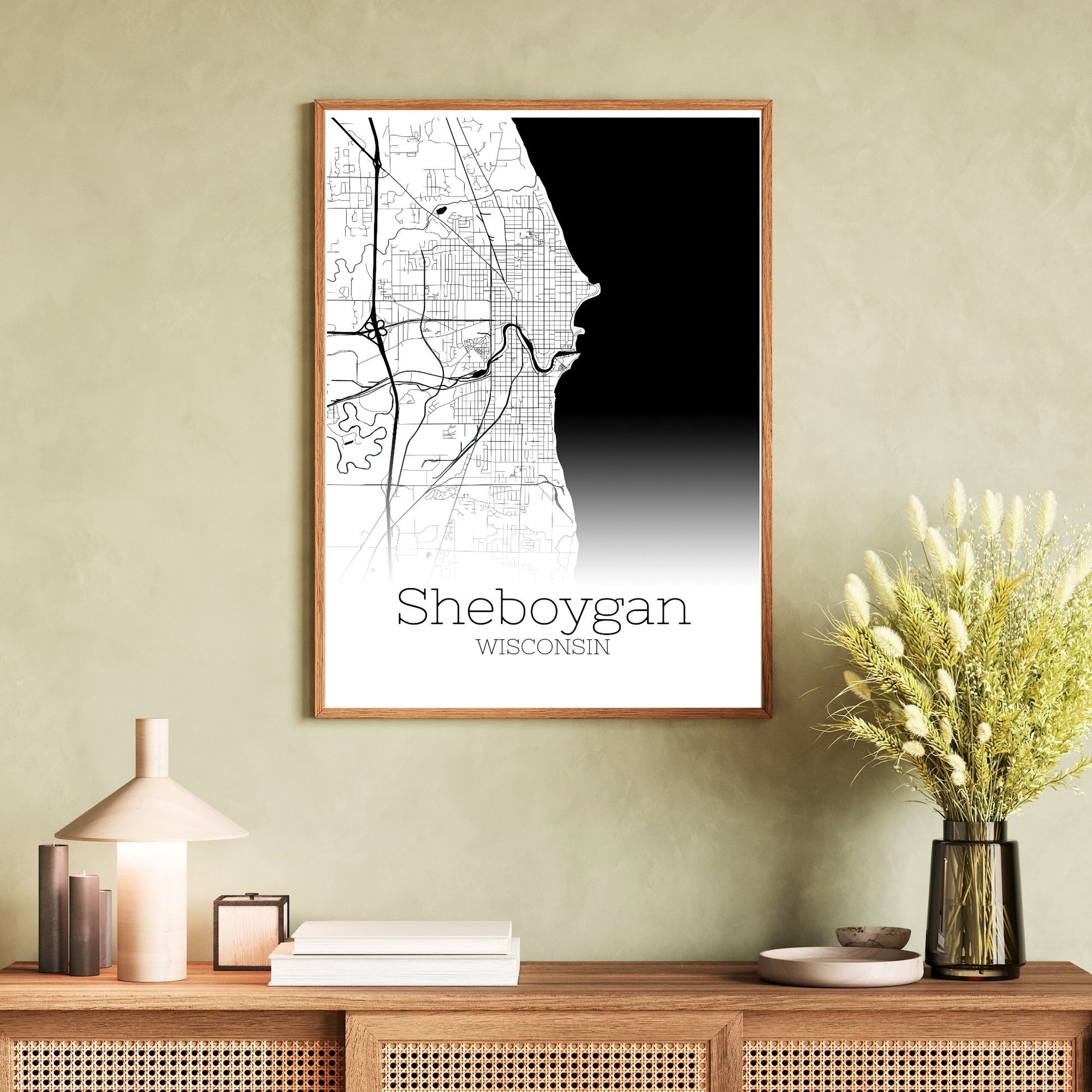 Sheboygan Wisconsin City Map Poster - GroovyGrove