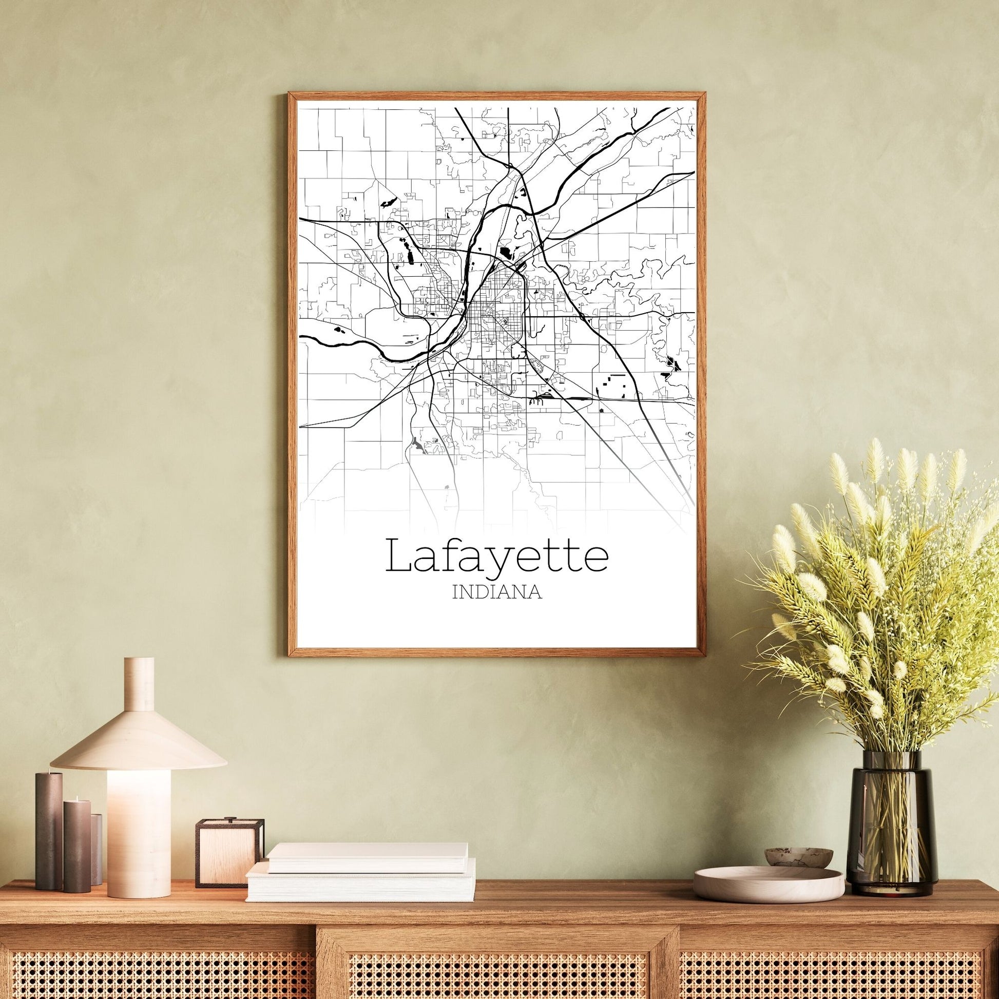 Lafayette Indiana City Map Poster - GroovyGrove