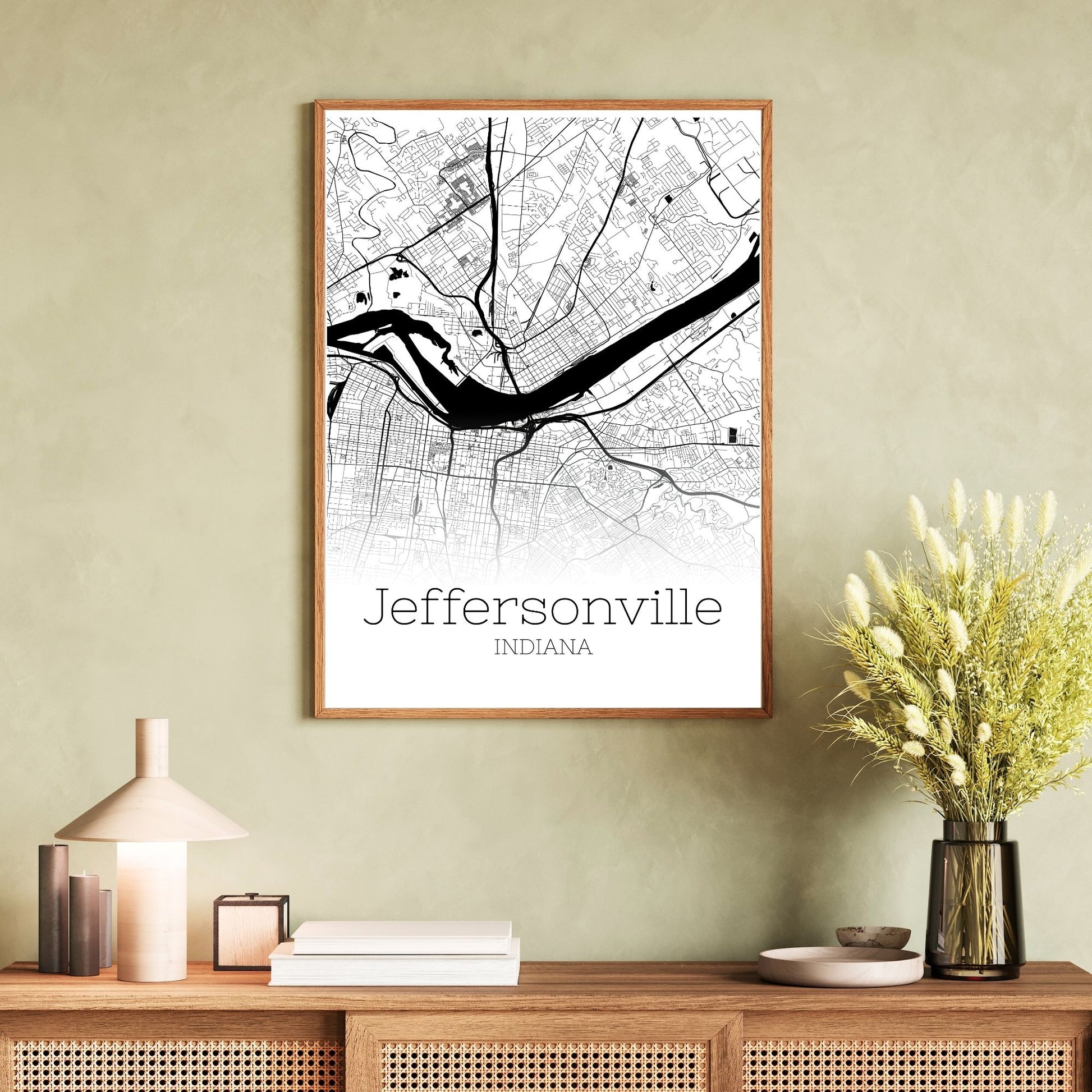 Jeffersonville Indiana City Map Poster - GroovyGrove