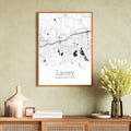 Lacey Washington City Map Poster - GroovyGrove