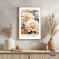 November Birthday Flower Market Poster - GroovyGrove