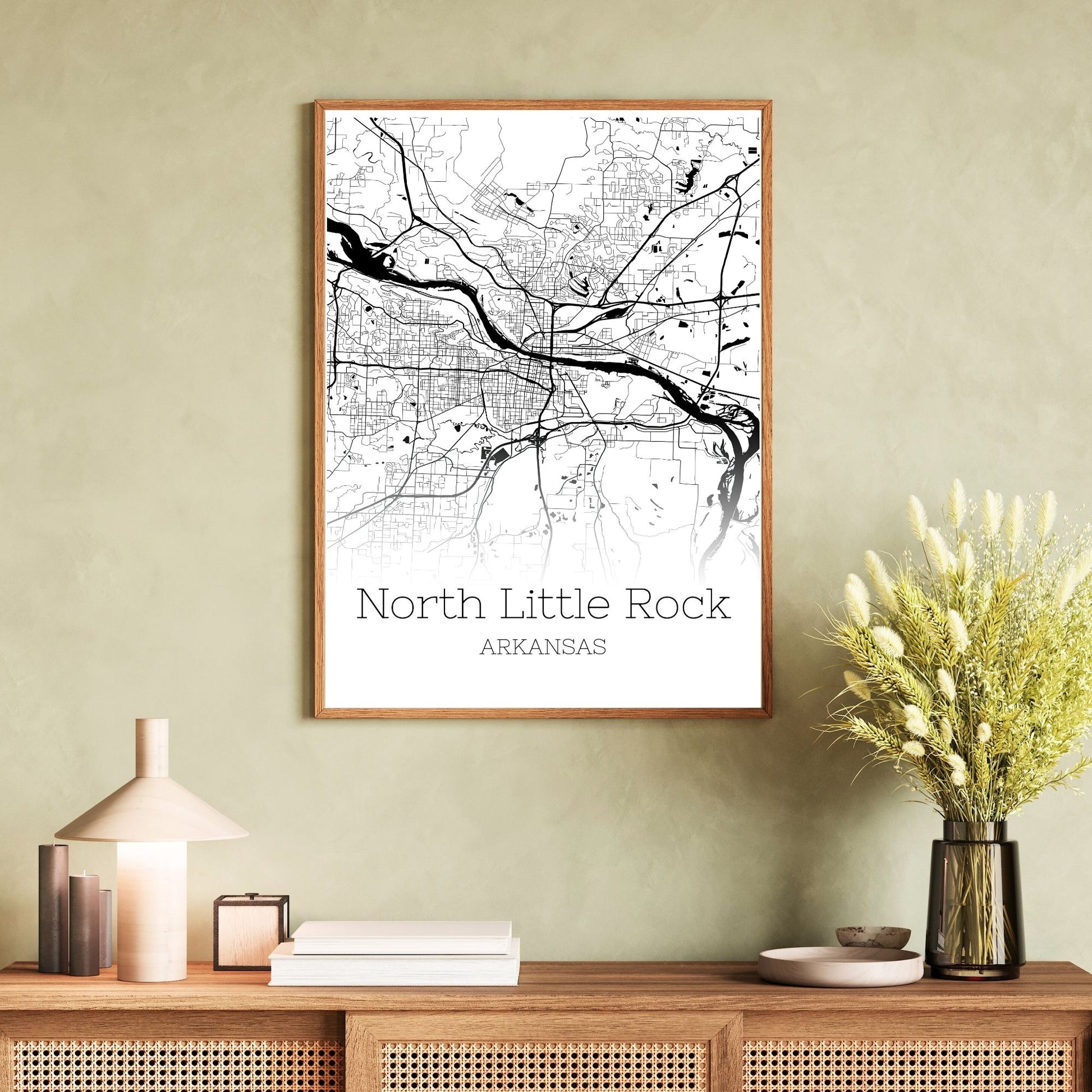 North Little Rock Arkansas City Map Poster - GroovyGrove