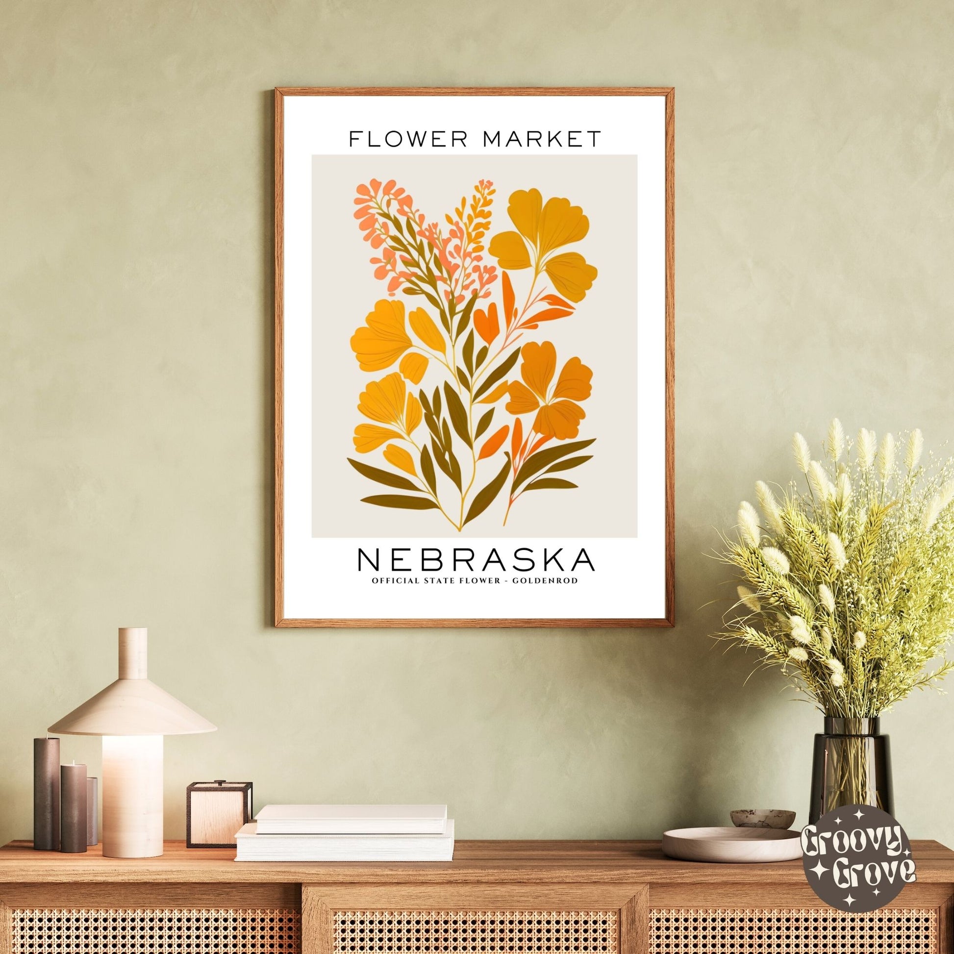 Nebraska Flower Market Poster - GroovyGrove