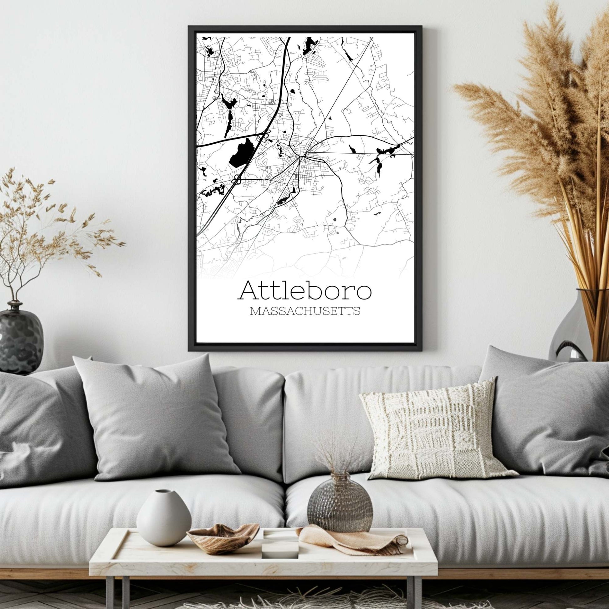 Attleboro Massachusetts City Map Poster - GroovyGrove