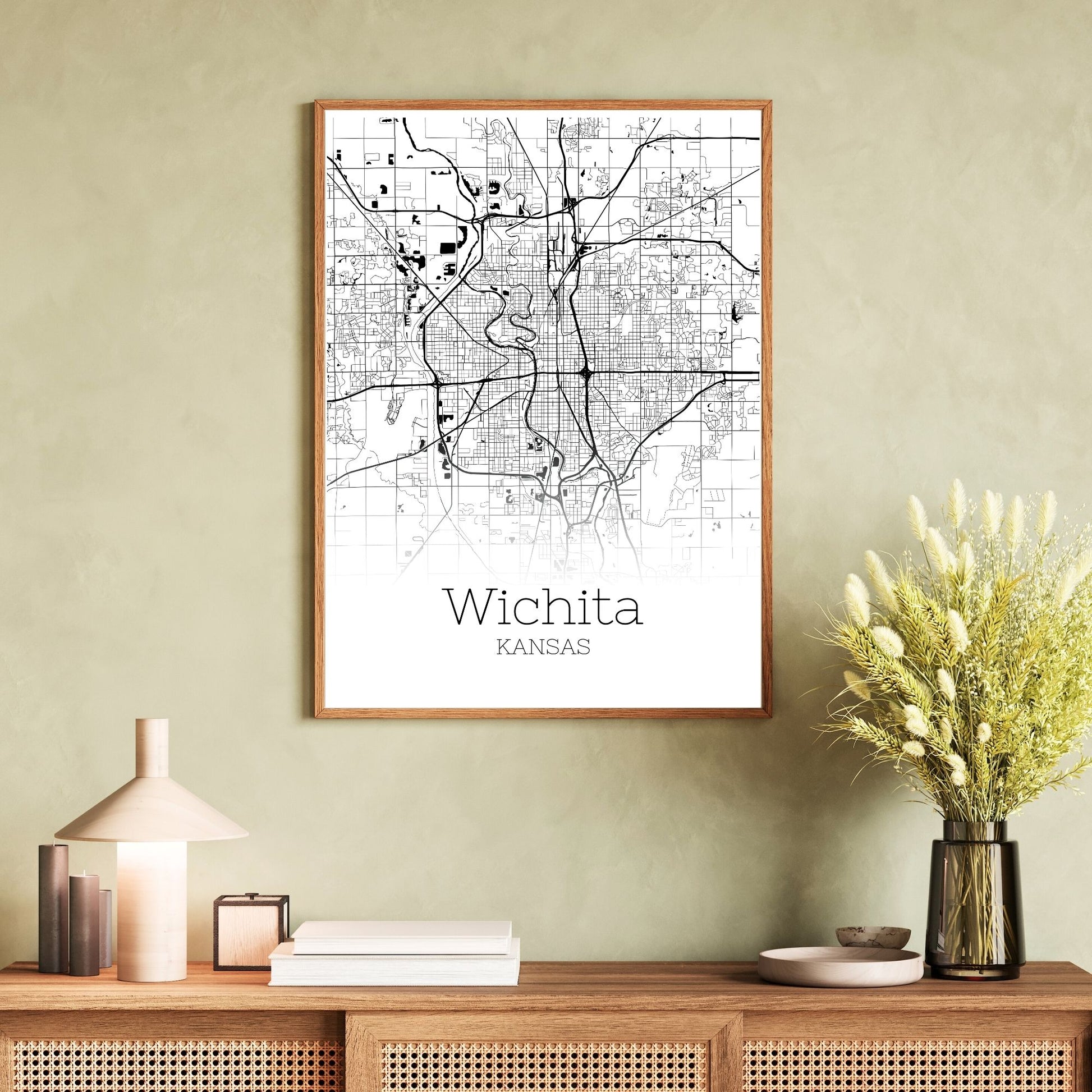 Wichita Kansas City Map Poster - GroovyGrove