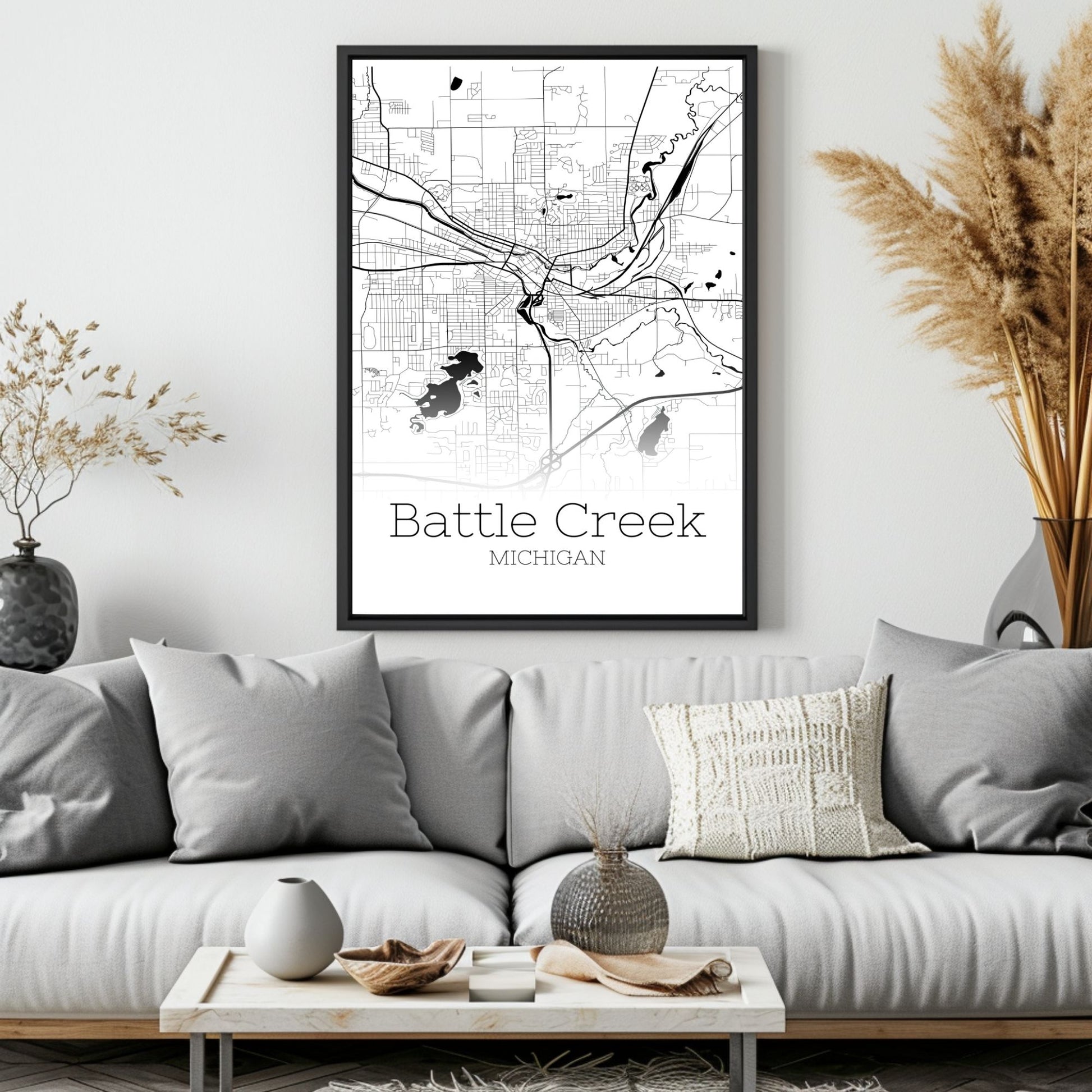 Battle Creek Michigan City Map Poster - GroovyGrove