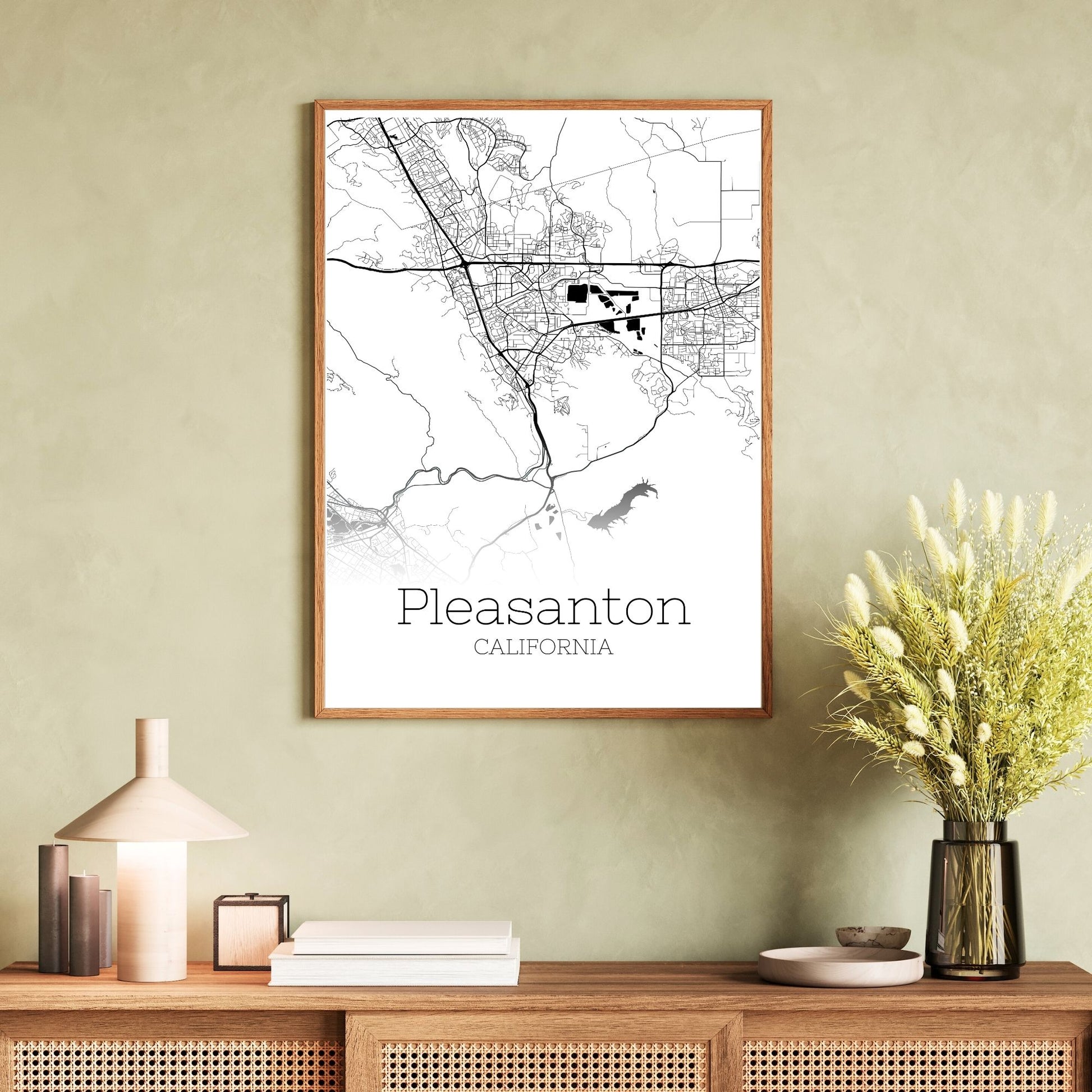 Pleasanton California City Map Poster - GroovyGrove