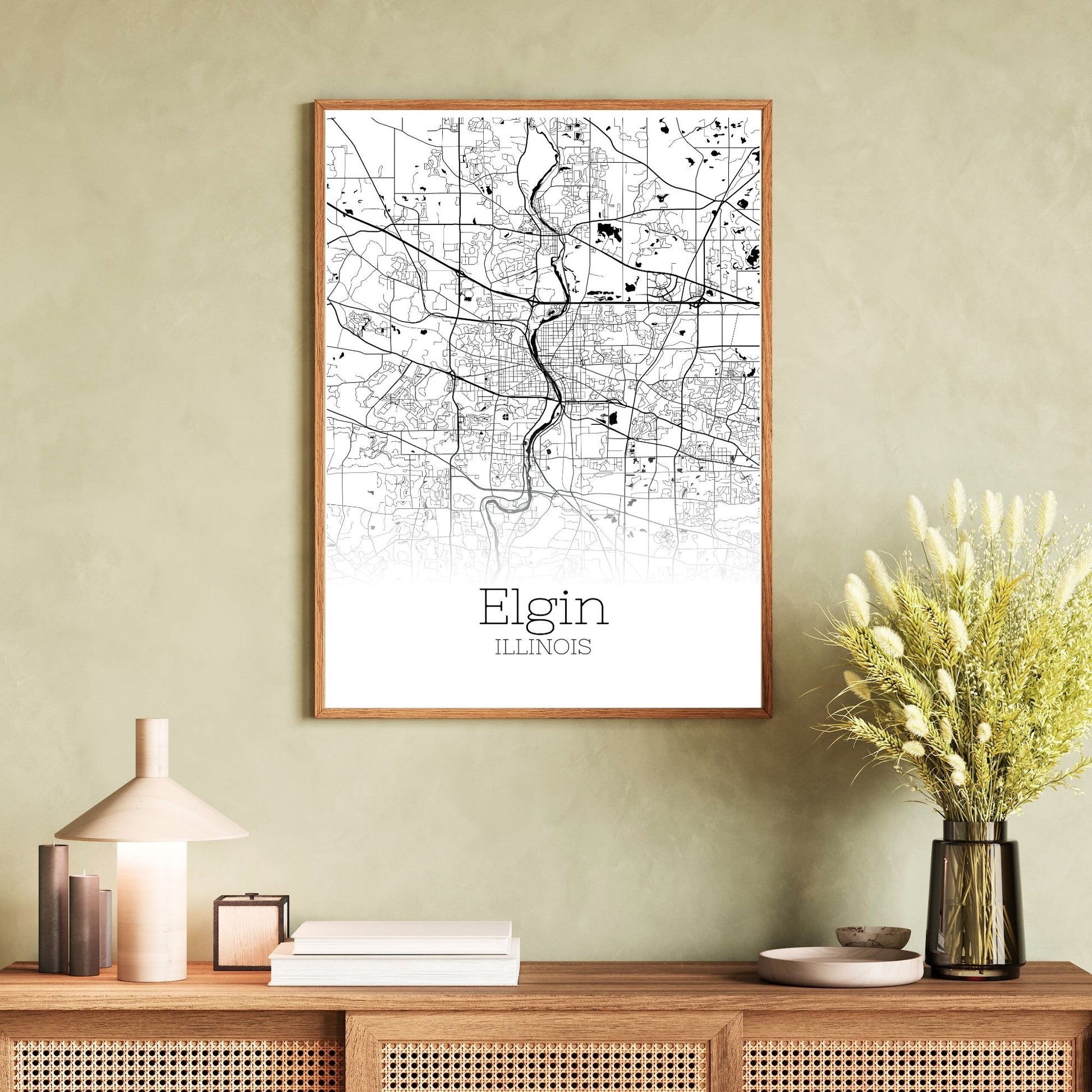 Elgin Illinois City Map Poster - GroovyGrove