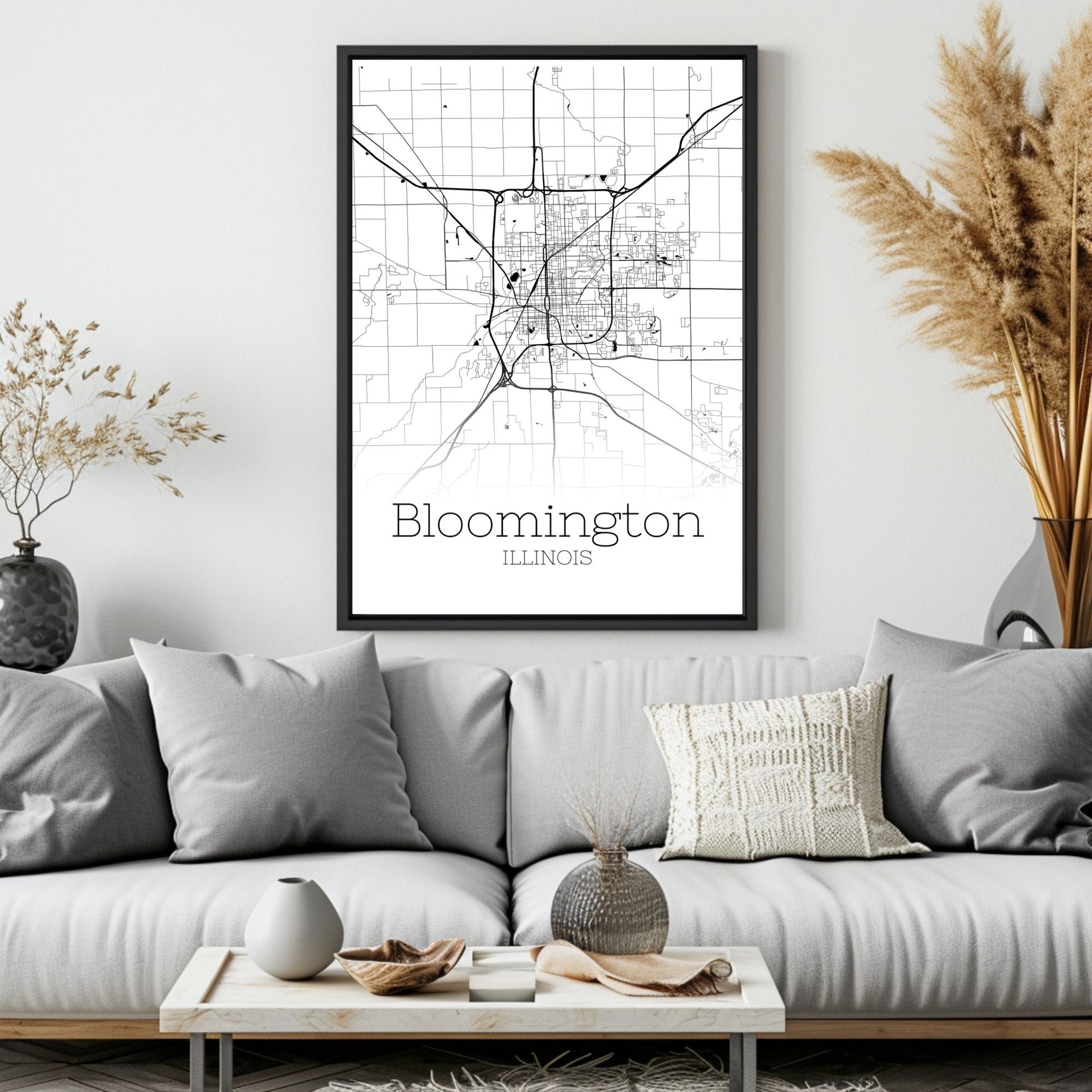 Bloomington Illinois City Map Poster - GroovyGrove