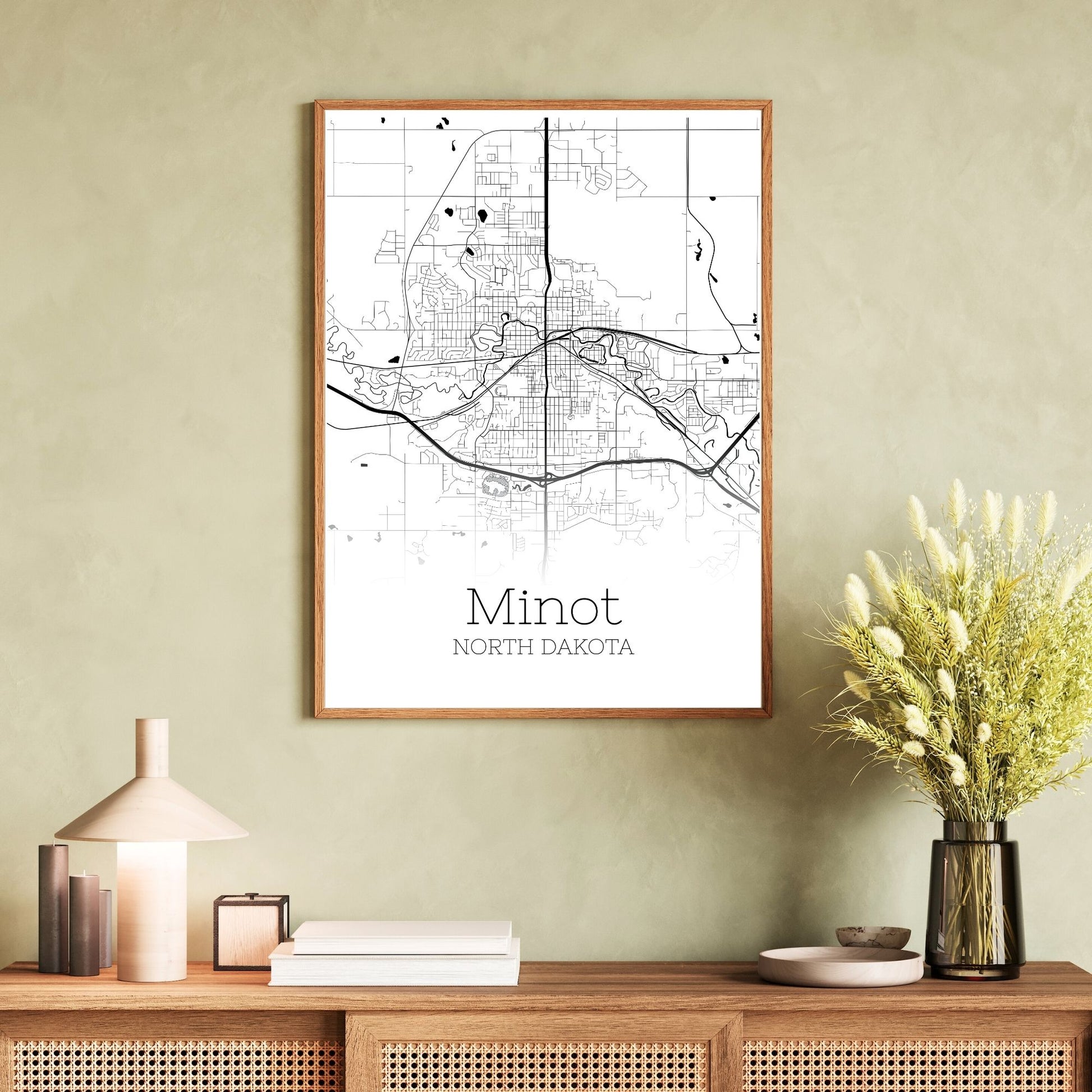 Minot North Dakota City Map Poster - GroovyGrove