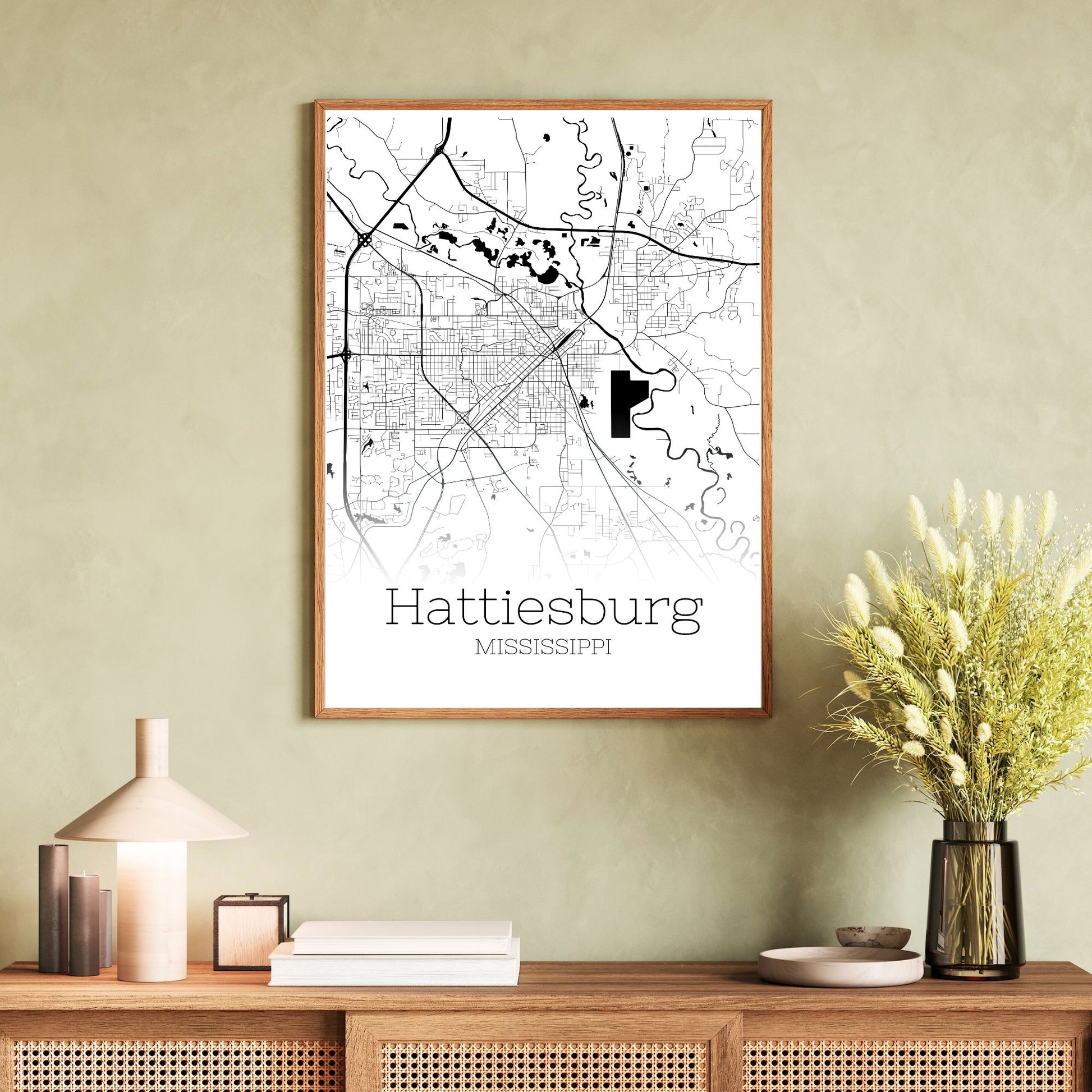 Hattiesburg Mississippi City Map Poster - GroovyGrove