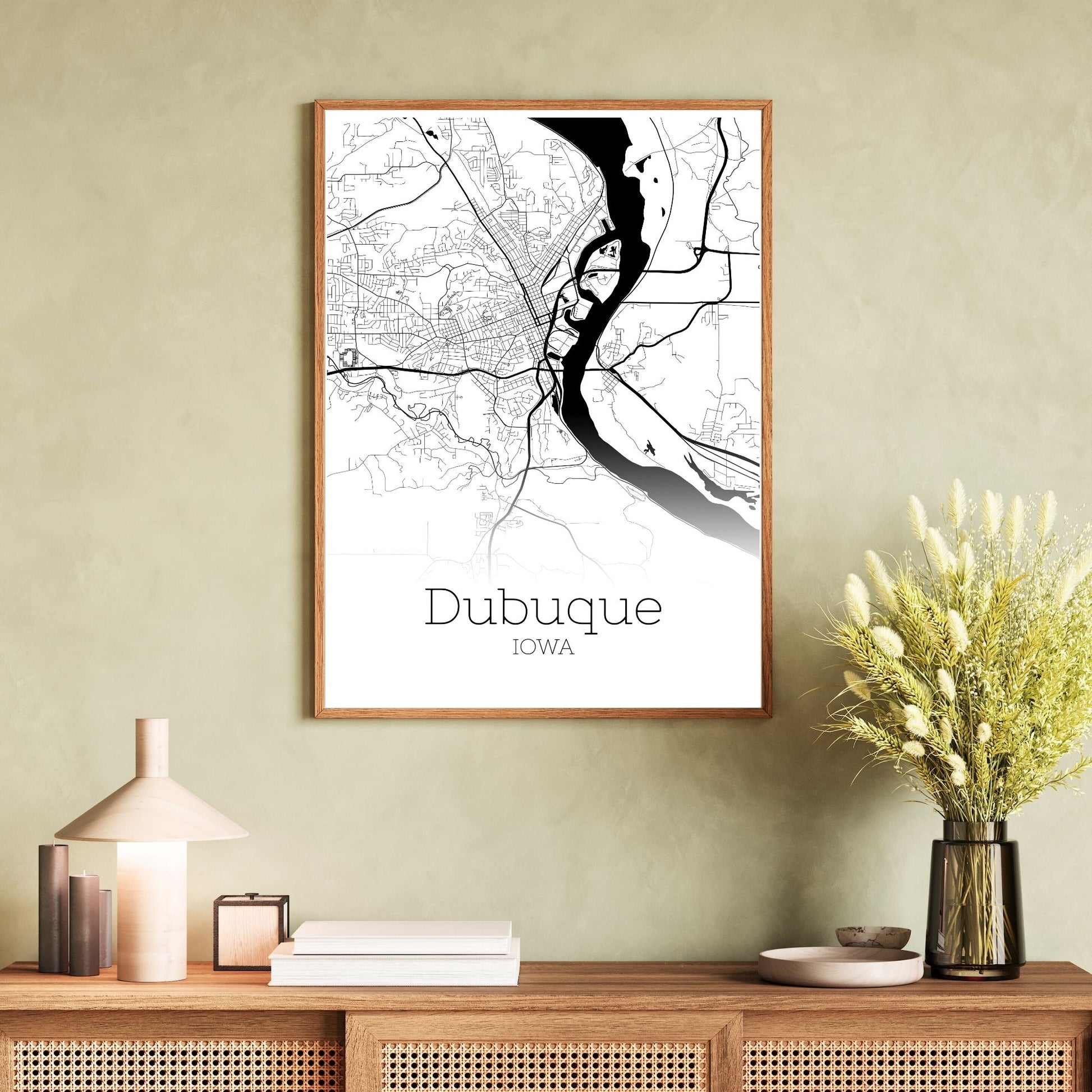 Dubuque Iowa City Map Poster - GroovyGrove