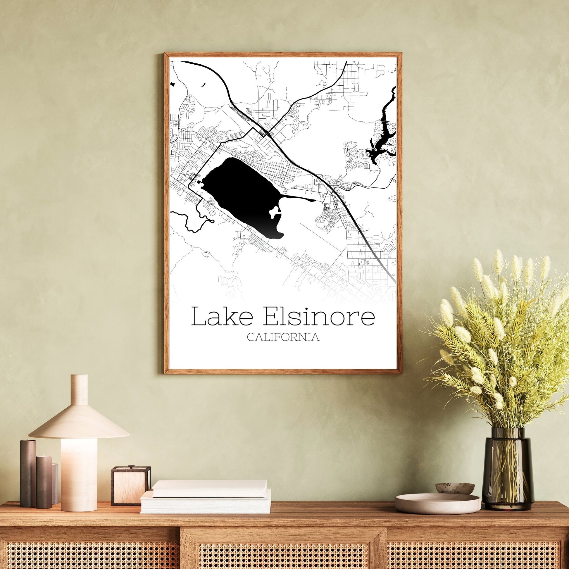 Lake Elsinore California City Map Poster - GroovyGrove