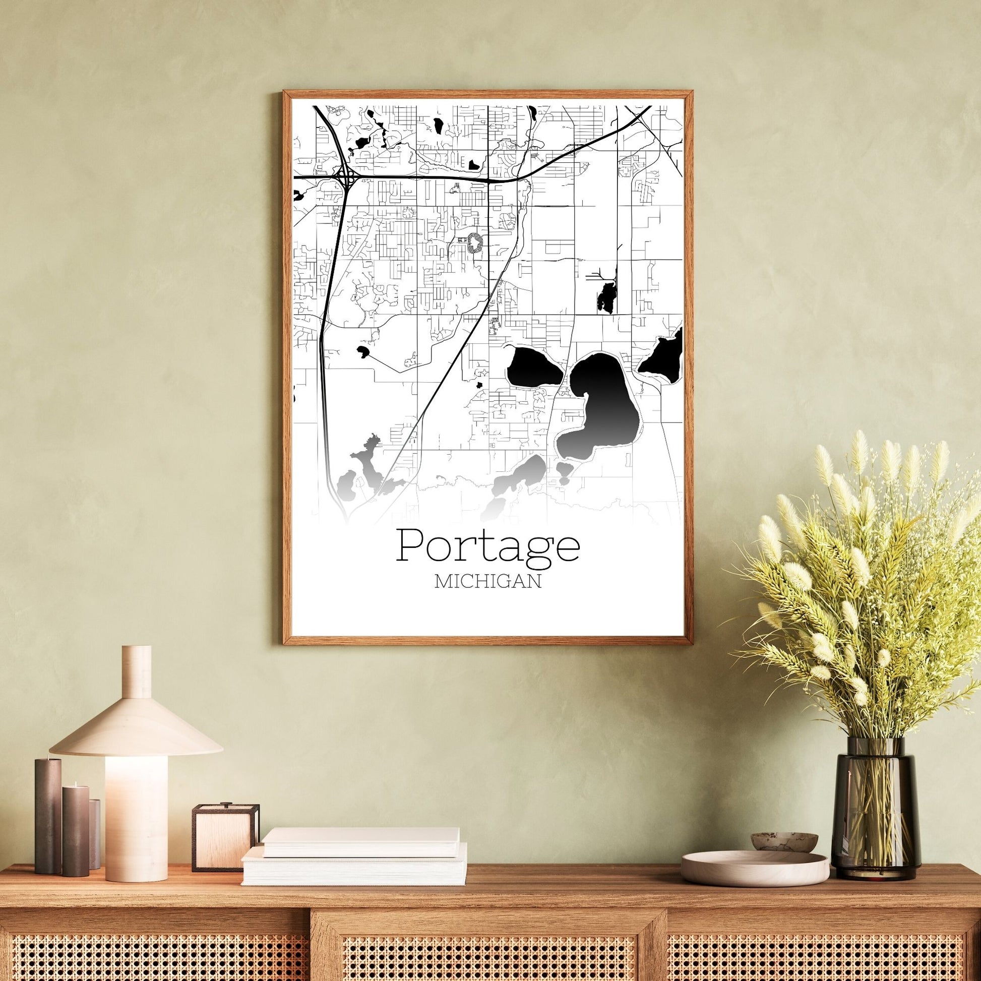 Portage Michigan City Map Poster - GroovyGrove