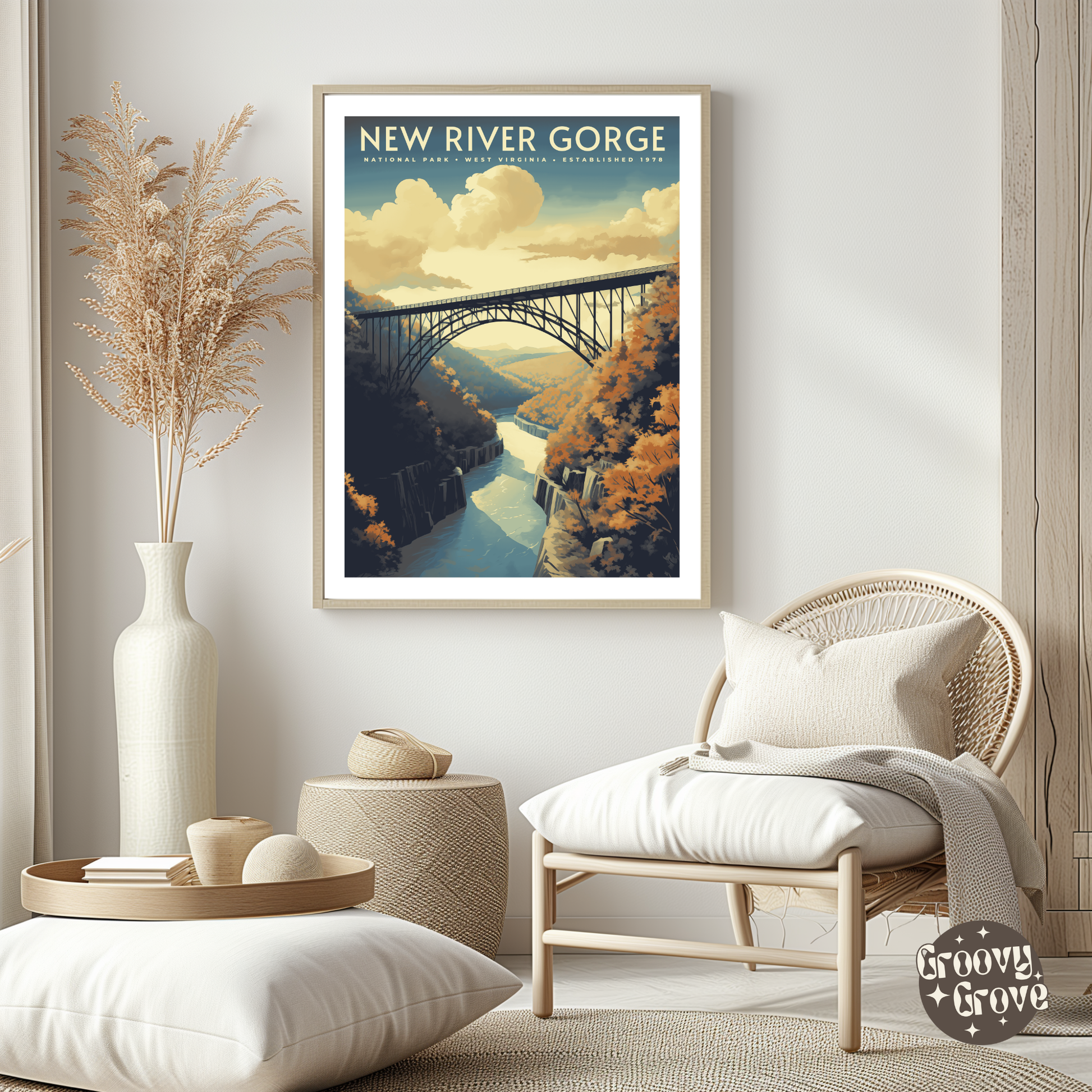 New River Gorge National Park Vintage Poster - GroovyGrove