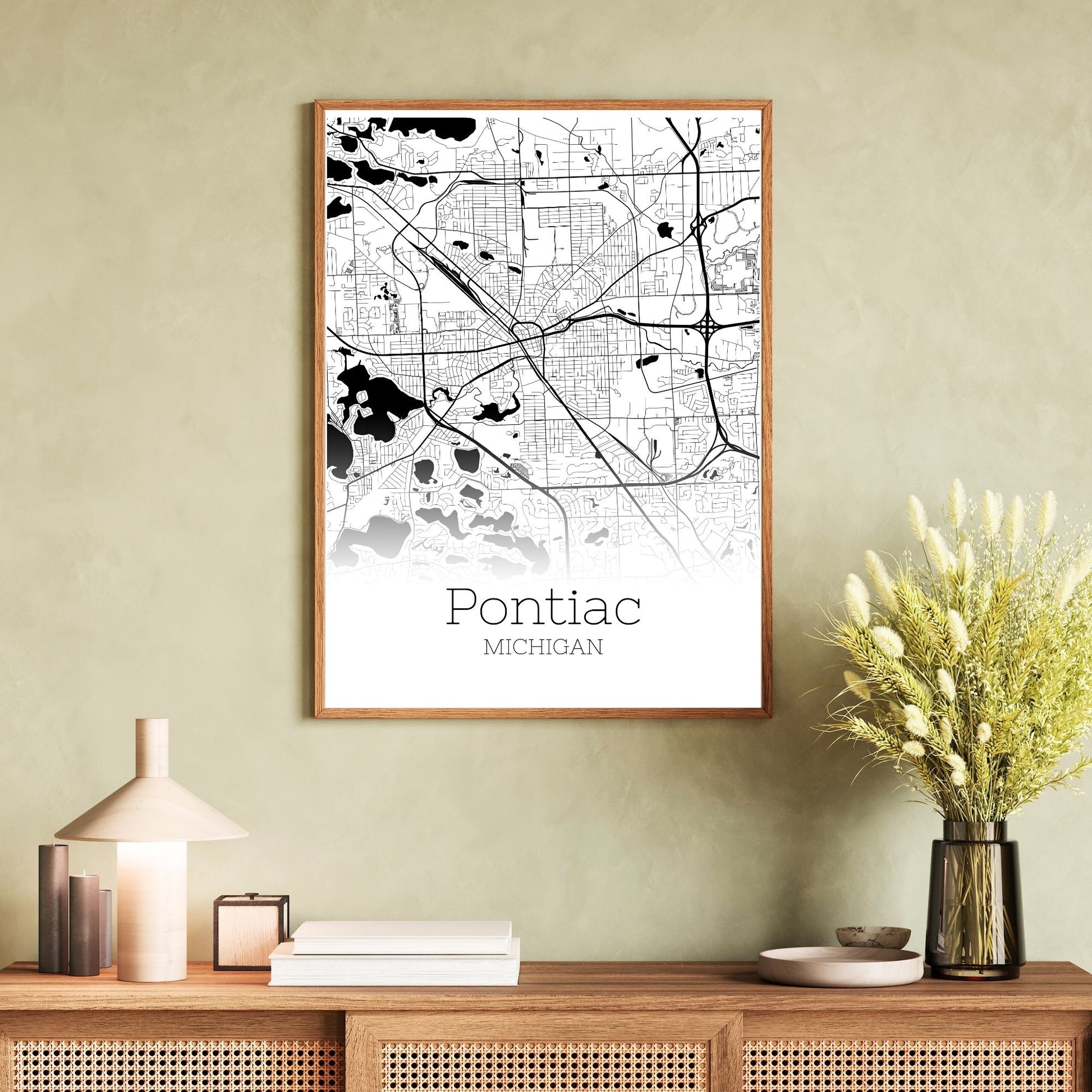 Pontiac Michigan City Map Poster - GroovyGrove