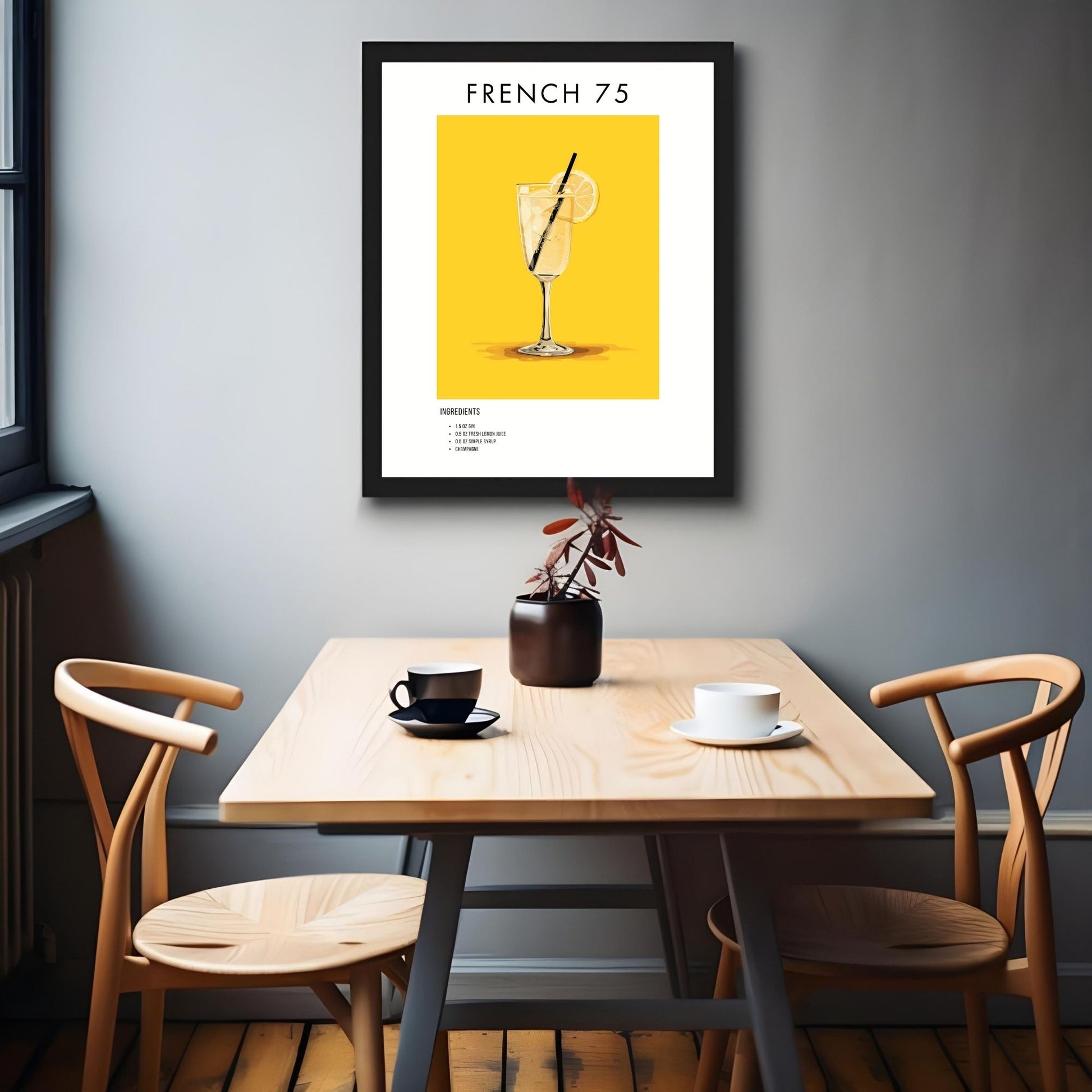 French 75 Retro Cocktail Poster - GroovyGrove