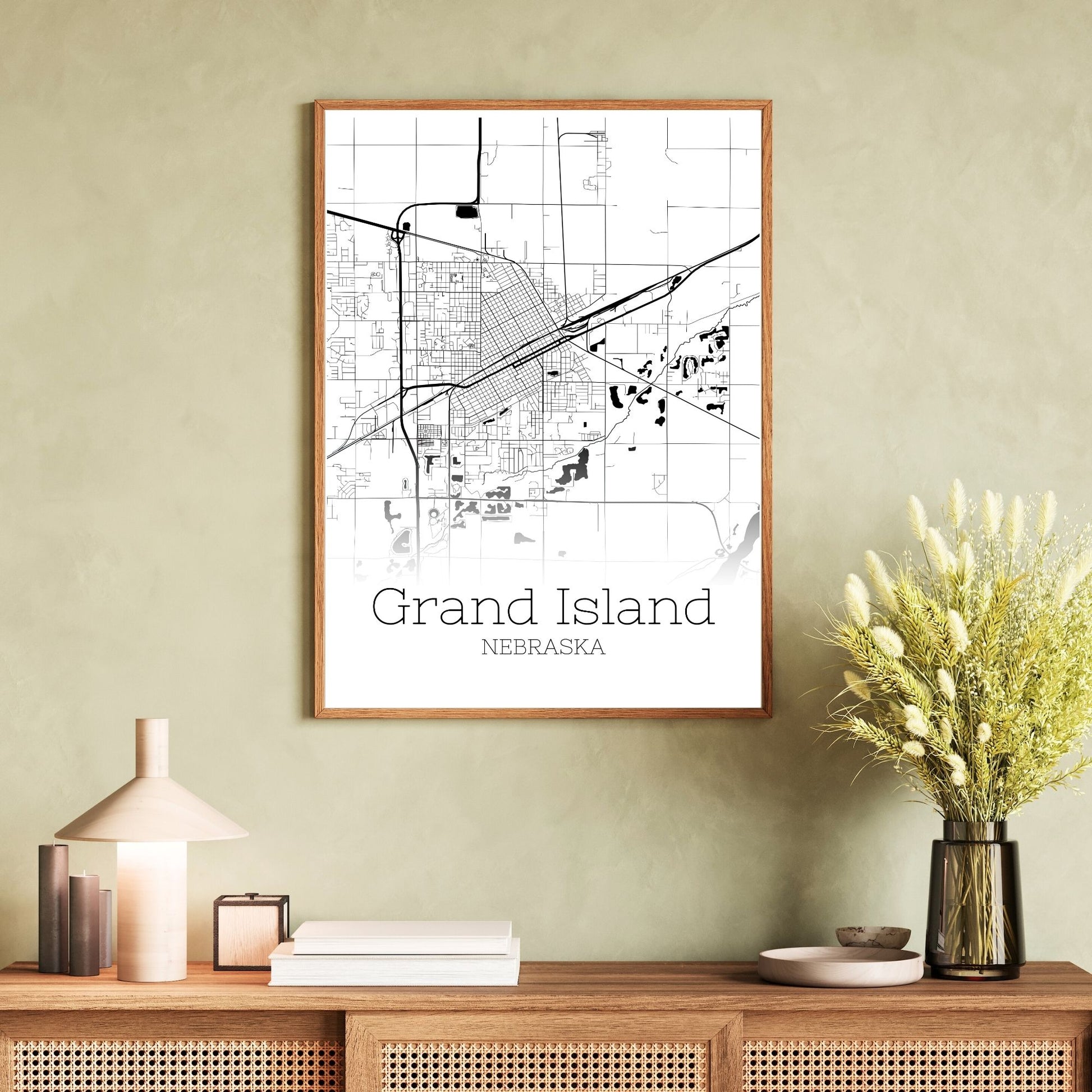 Grand Island Nebraska City Map Poster - GroovyGrove