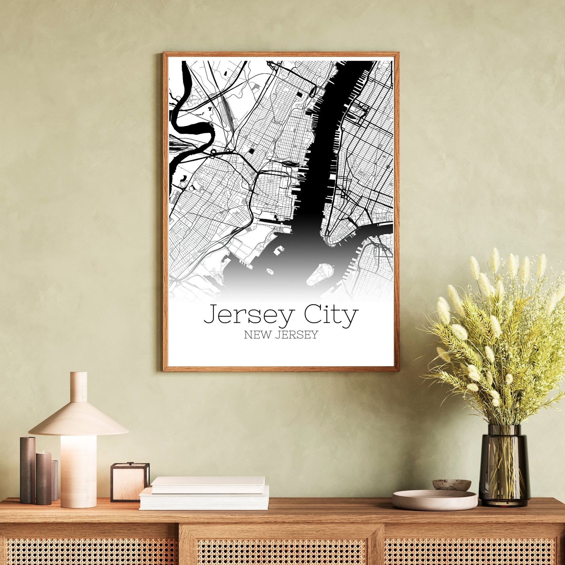 Jersey City New Jersey Map Poster - GroovyGrove