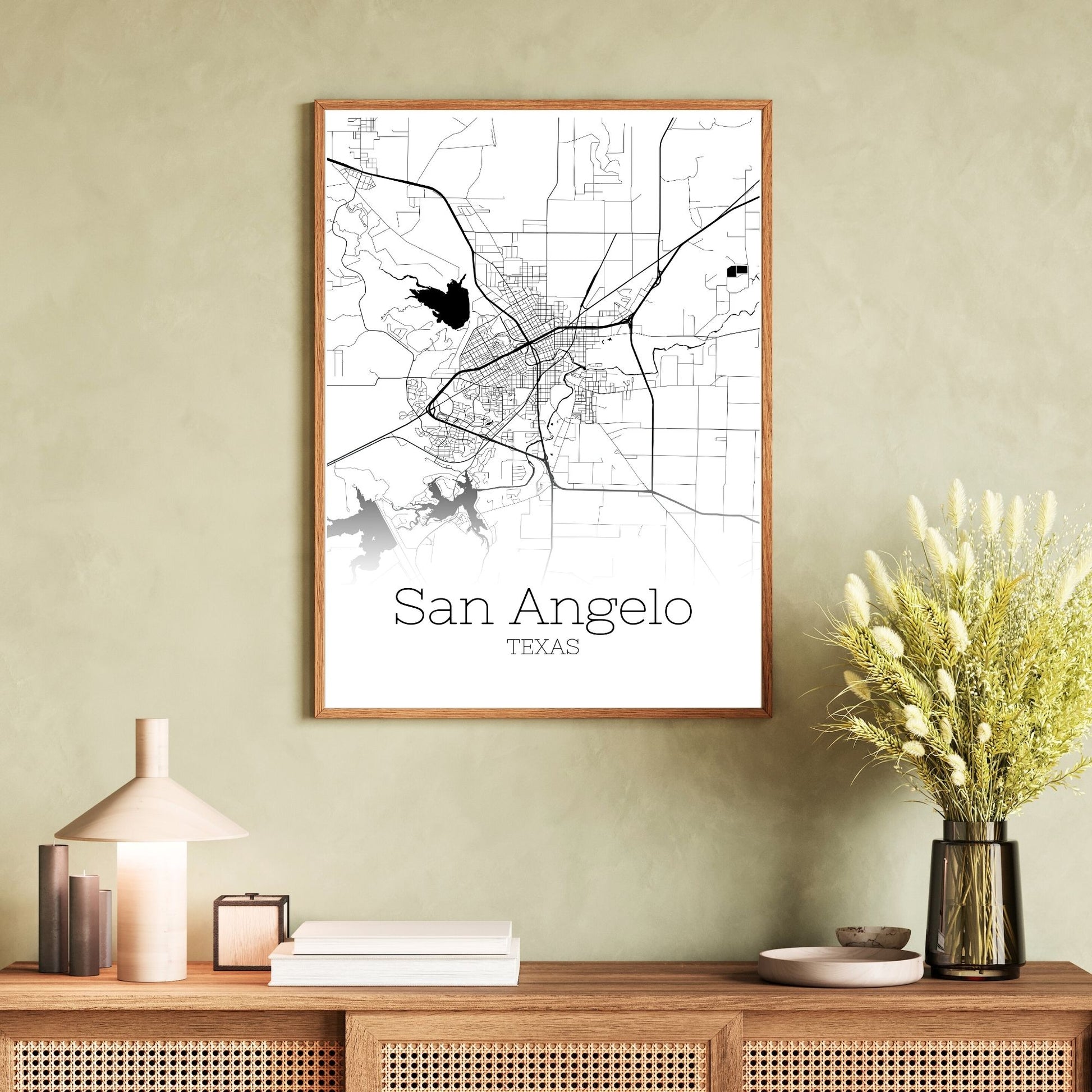 San Angelo Texas City Map Poster - GroovyGrove