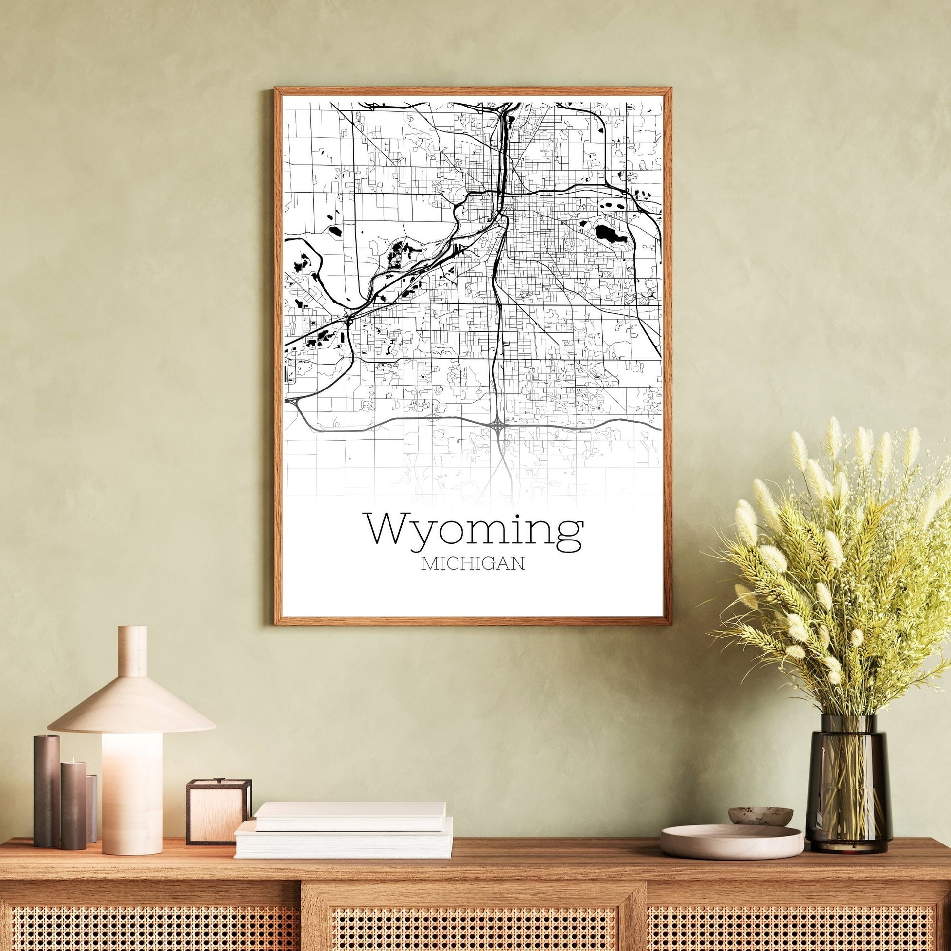 Wyoming Michigan City Map Poster - GroovyGrove