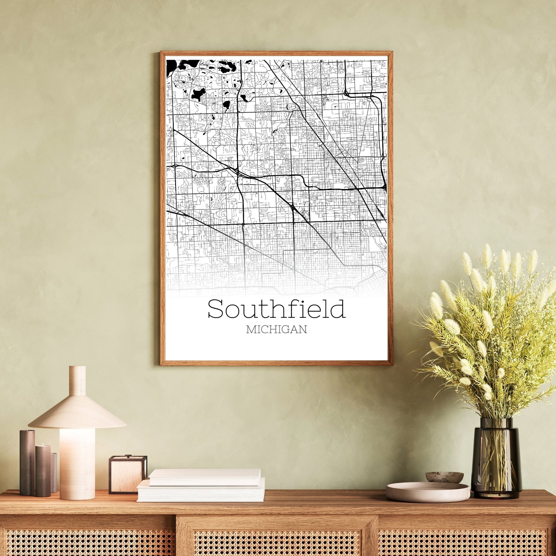 Southfield Michigan City Map Poster - GroovyGrove