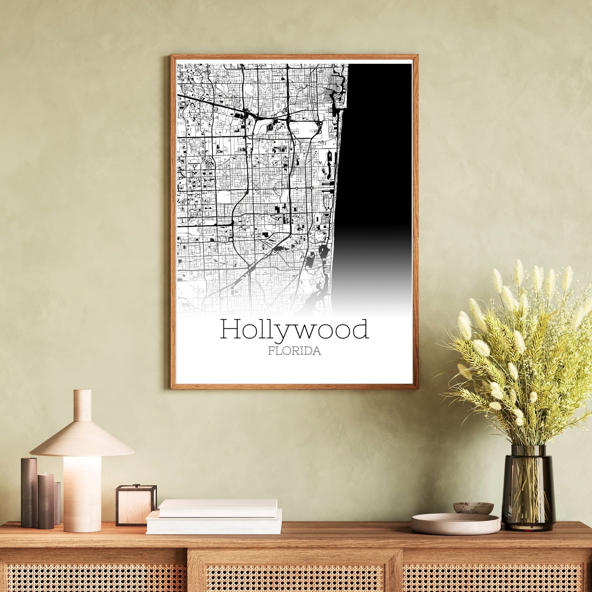 Hollywood Florida City Map Poster - GroovyGrove