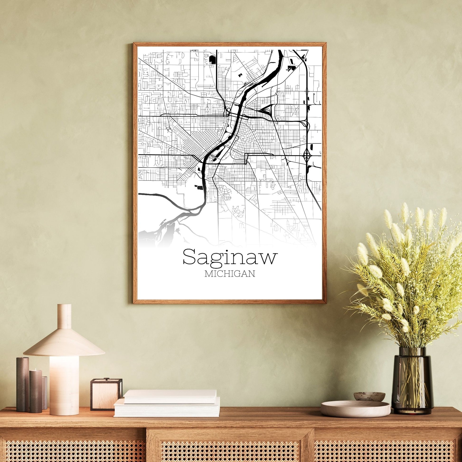 Saginaw Michigan City Map Poster - GroovyGrove