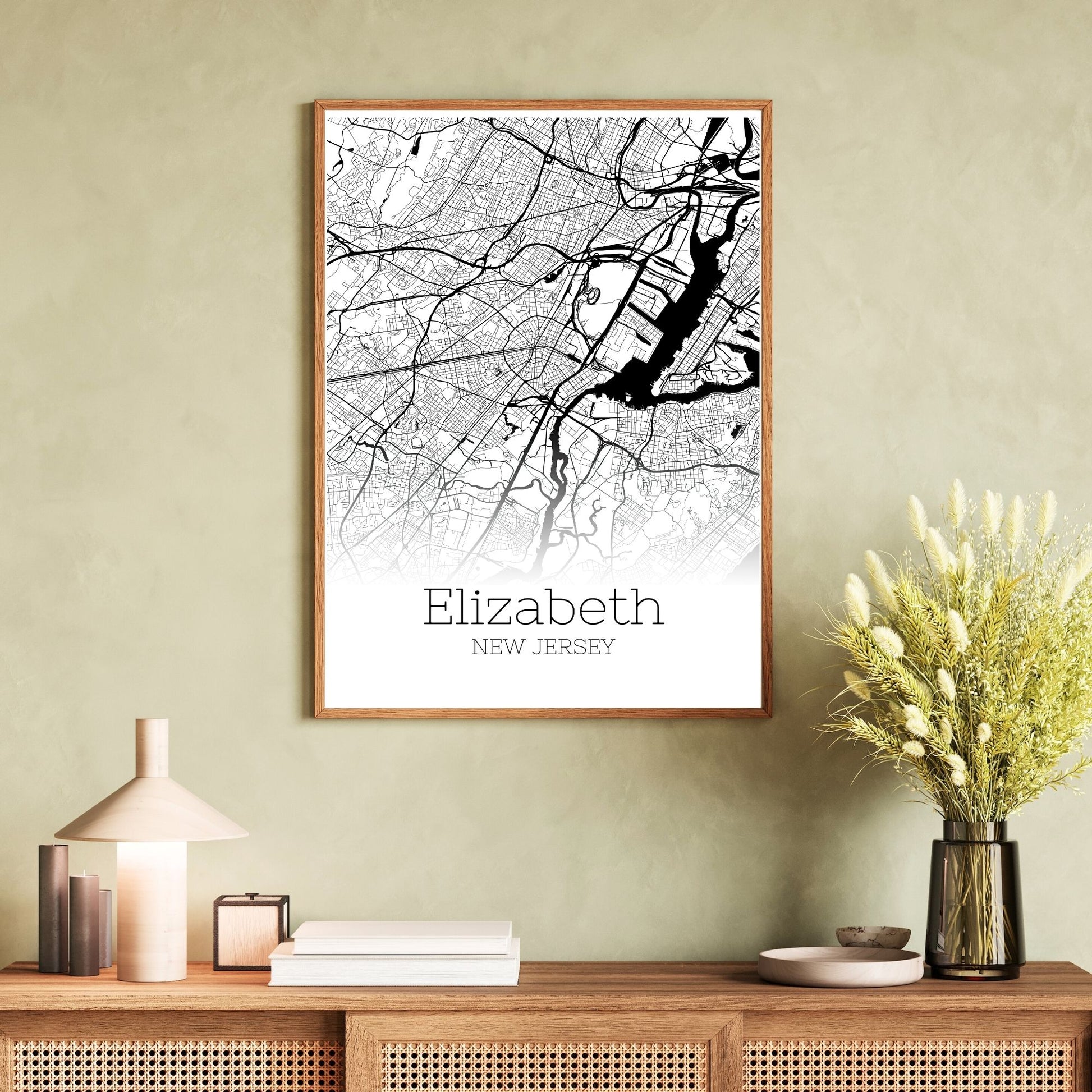 Elizabeth New Jersey City Map Poster - GroovyGrove