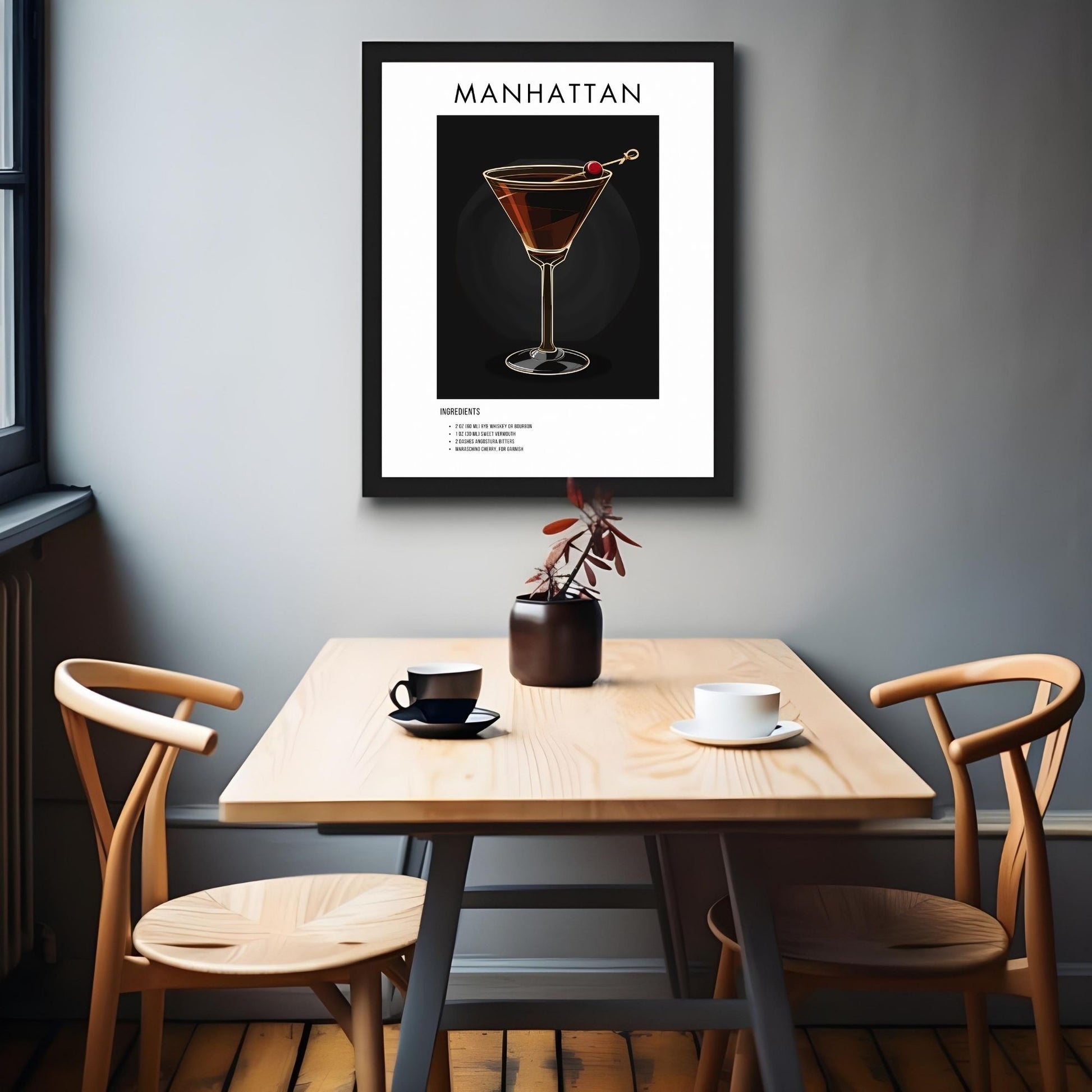 Manhattan Retro Cocktail Poster - GroovyGrove