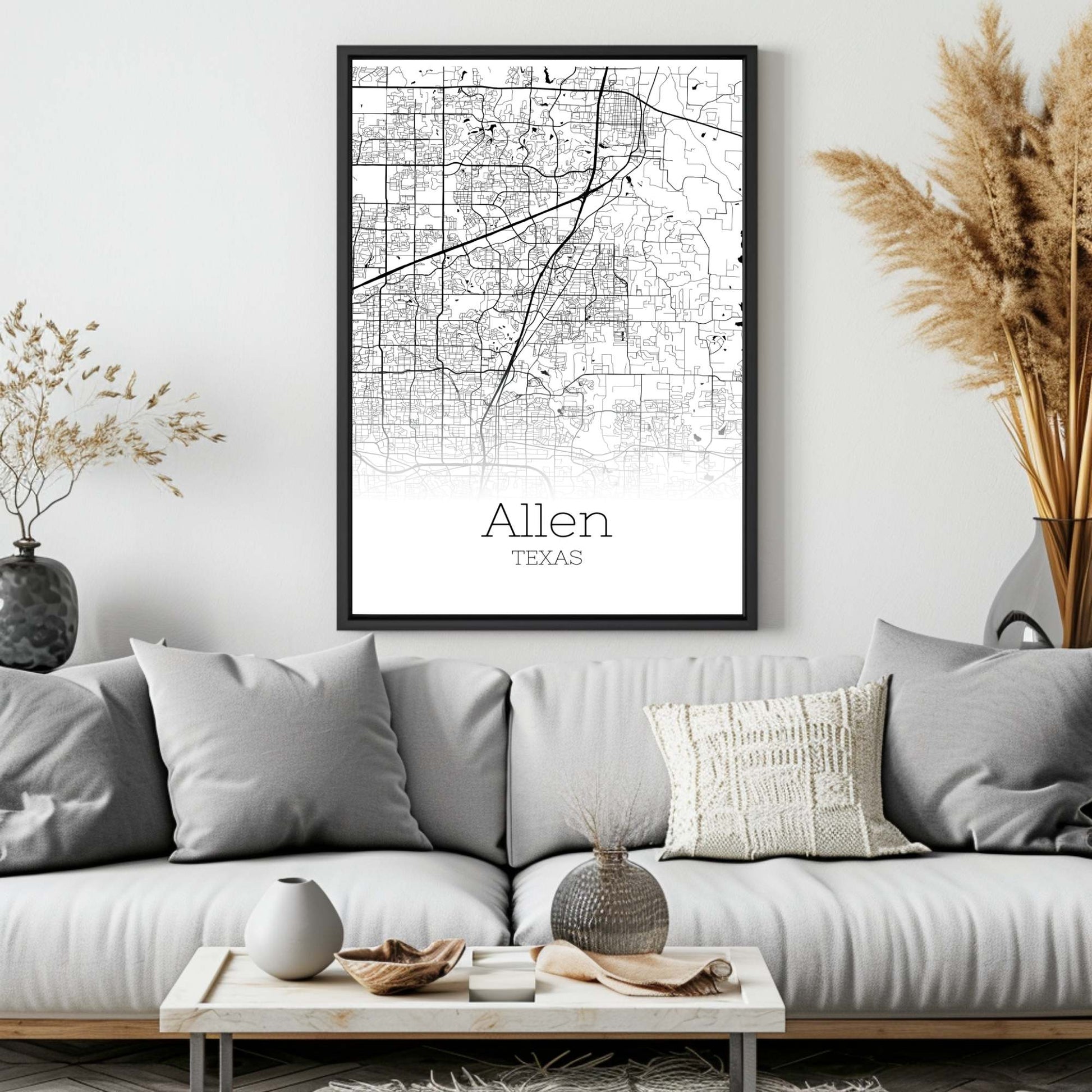 Allen Texas City Map Poster - GroovyGrove