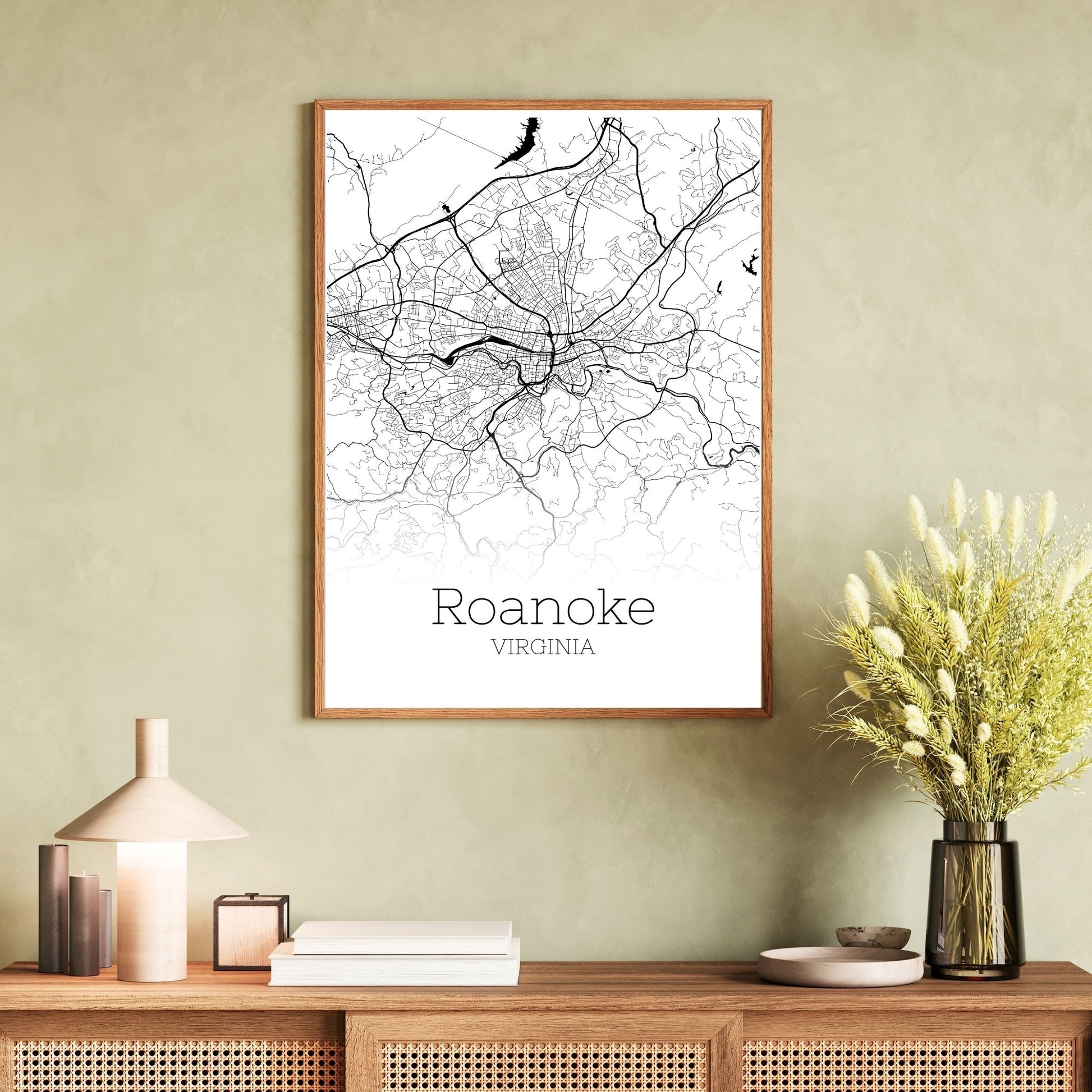 Roanoke Virginia City Map Poster - GroovyGrove