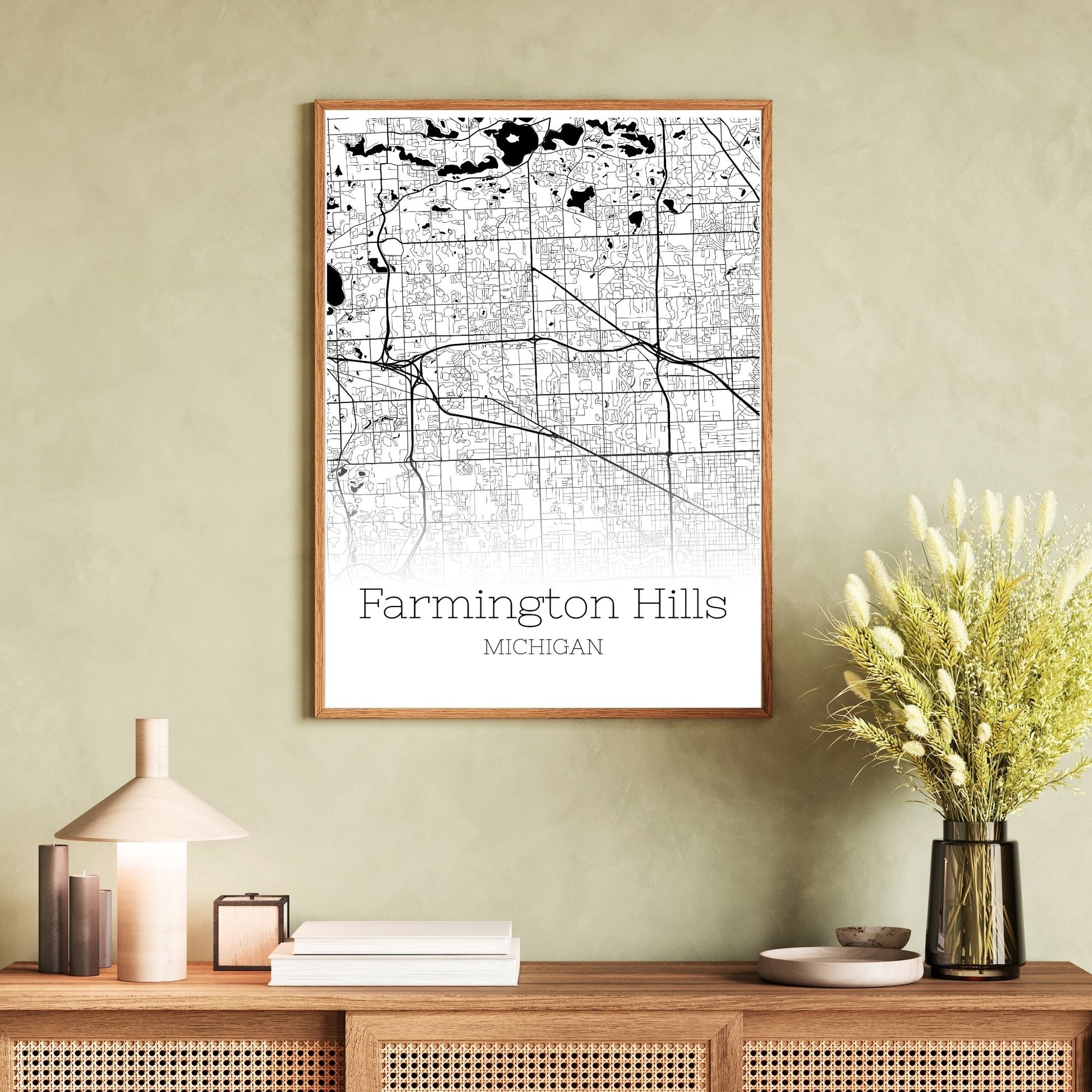 Farmington Hills Michigan City Map Poster - GroovyGrove