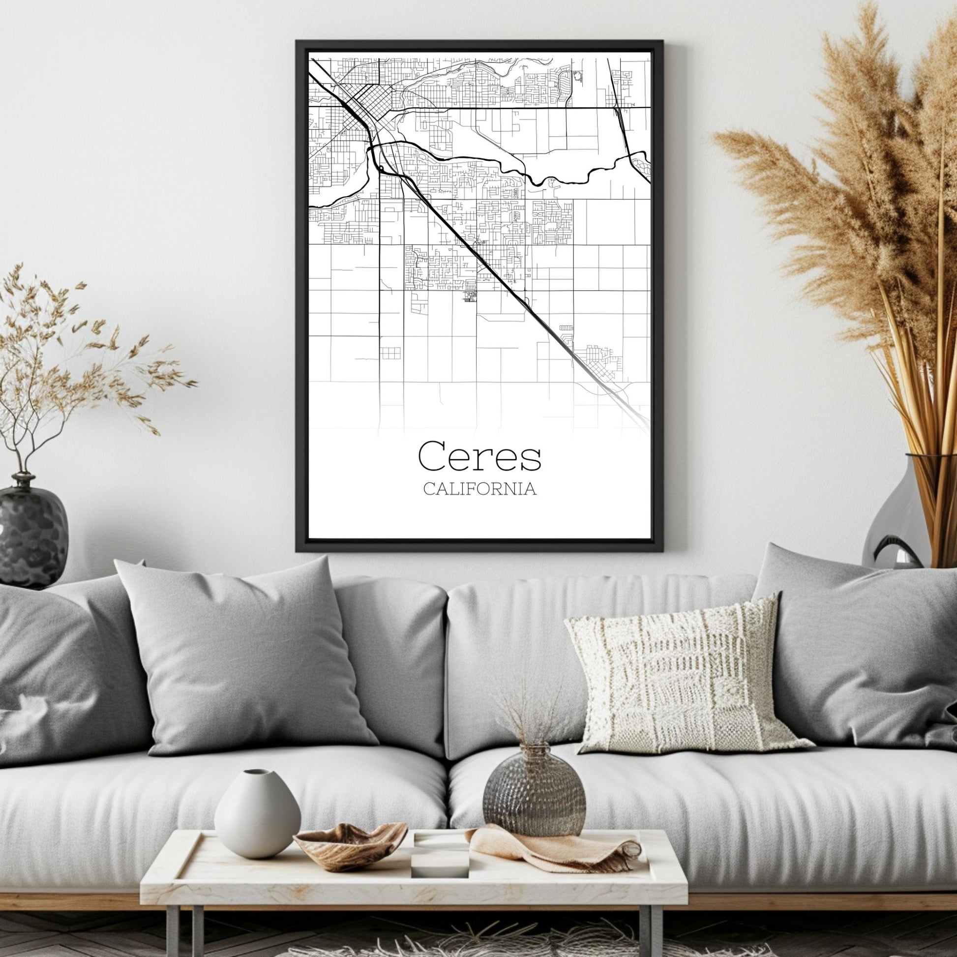 Ceres California City Map Poster - GroovyGrove