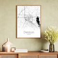 Denton Texas City Map Poster - GroovyGrove