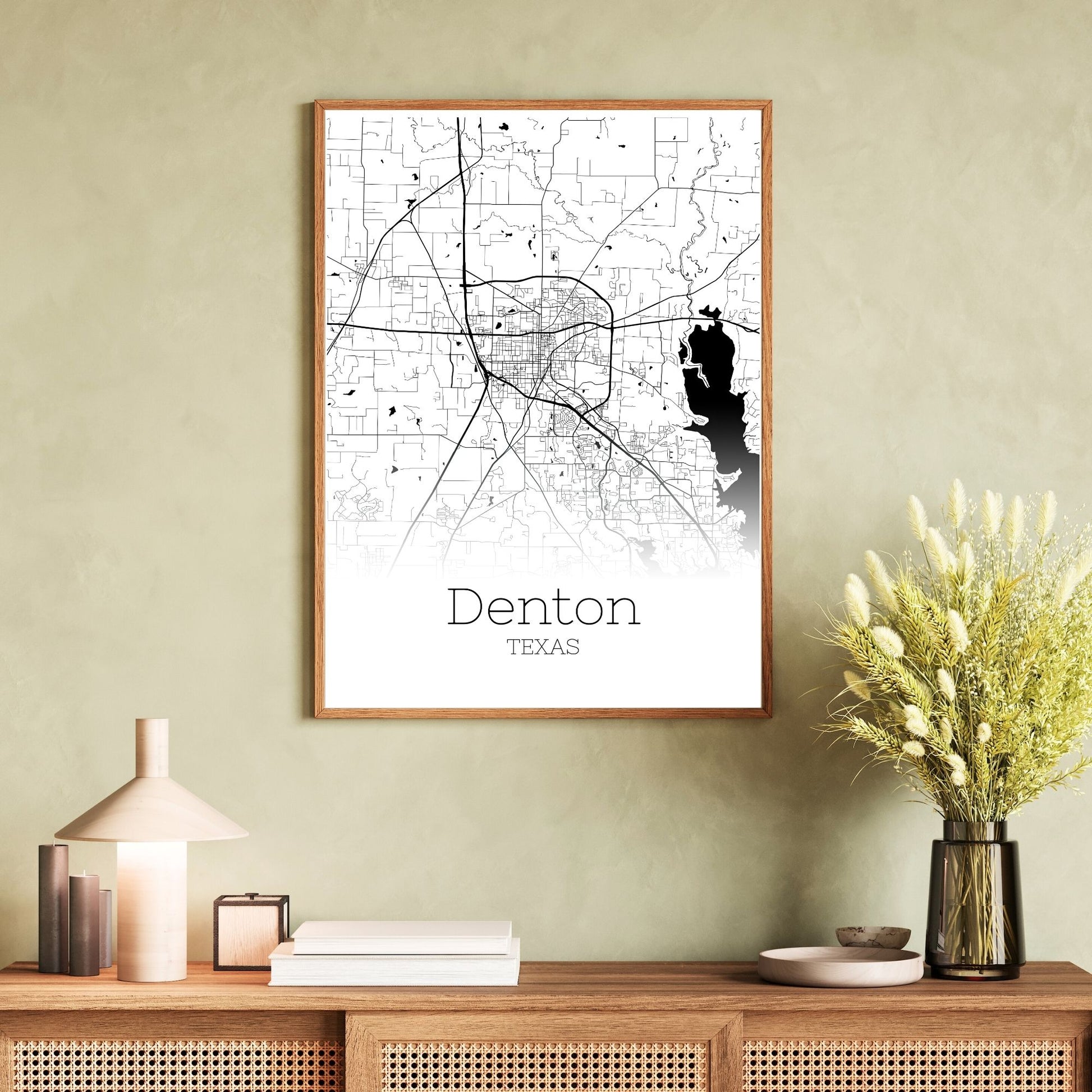 Denton Texas City Map Poster - GroovyGrove