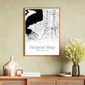 Federal Way Washington City Map Poster - GroovyGrove