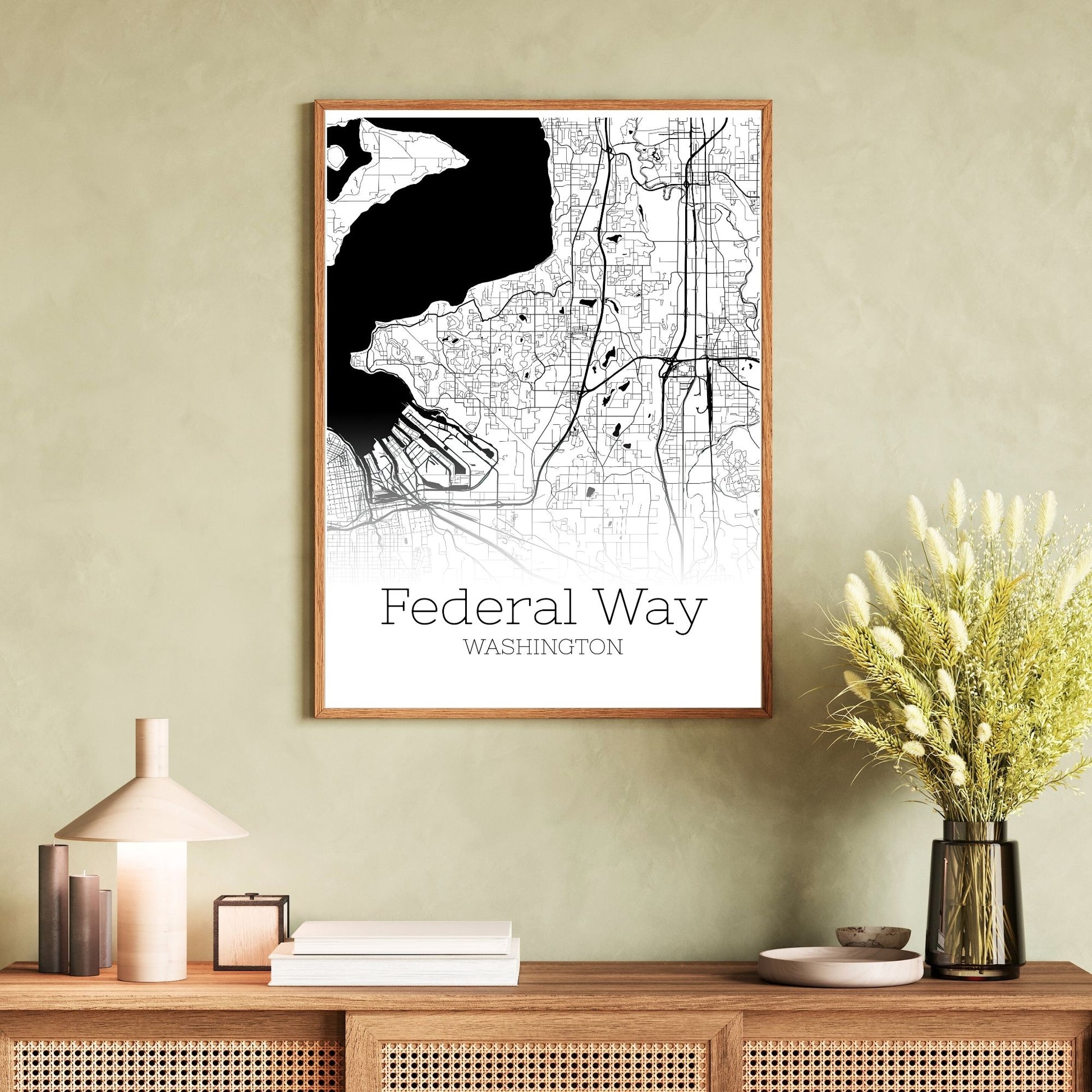 Federal Way Washington City Map Poster - GroovyGrove