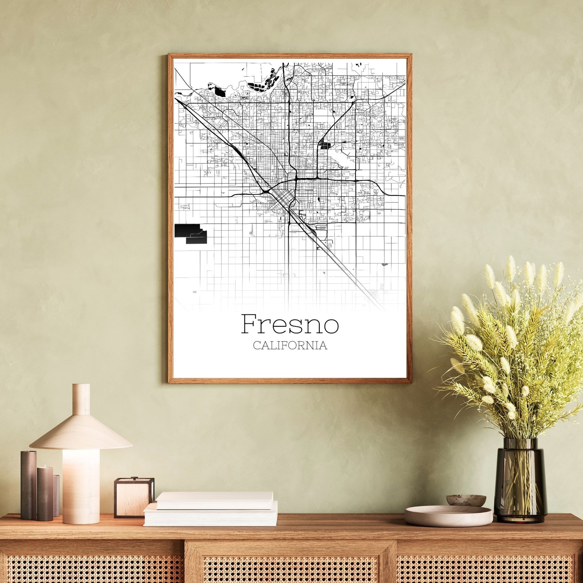 Fresno California City Map Poster - GroovyGrove