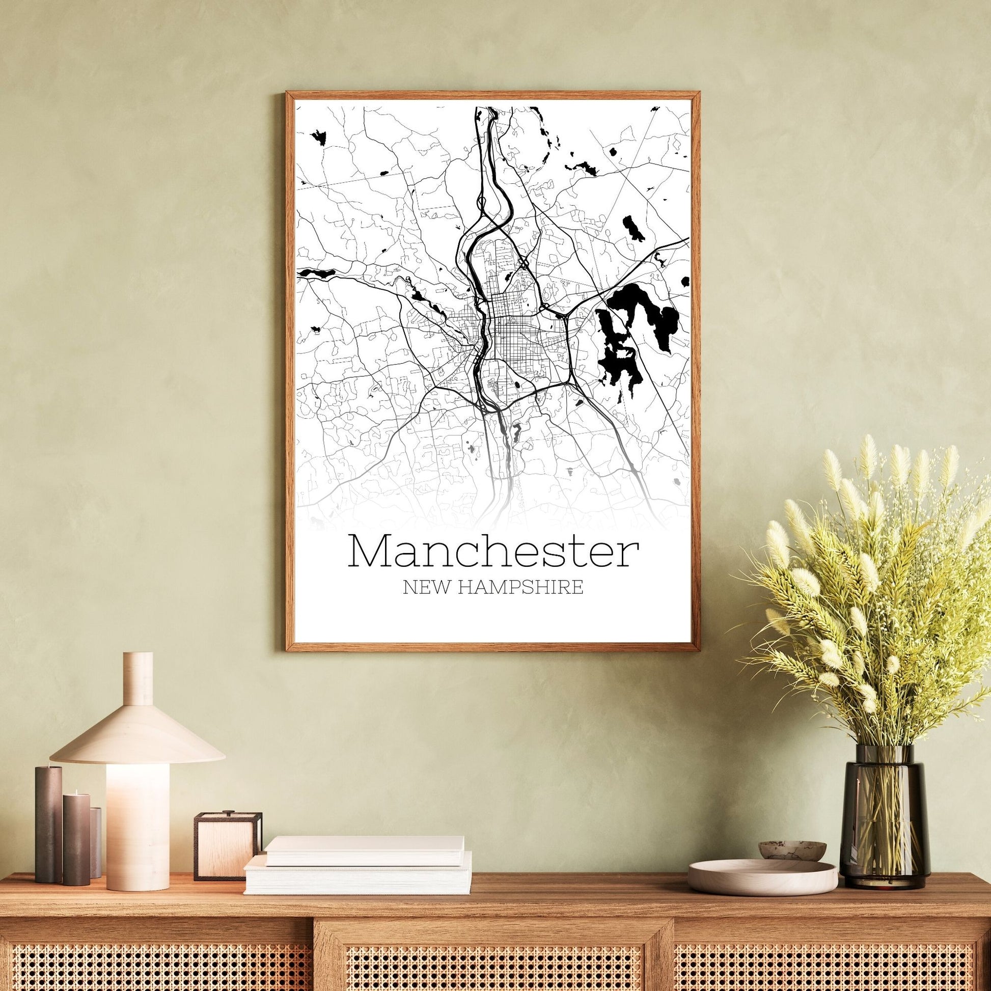 Manchester New Hampshire City Map Poster - GroovyGrove