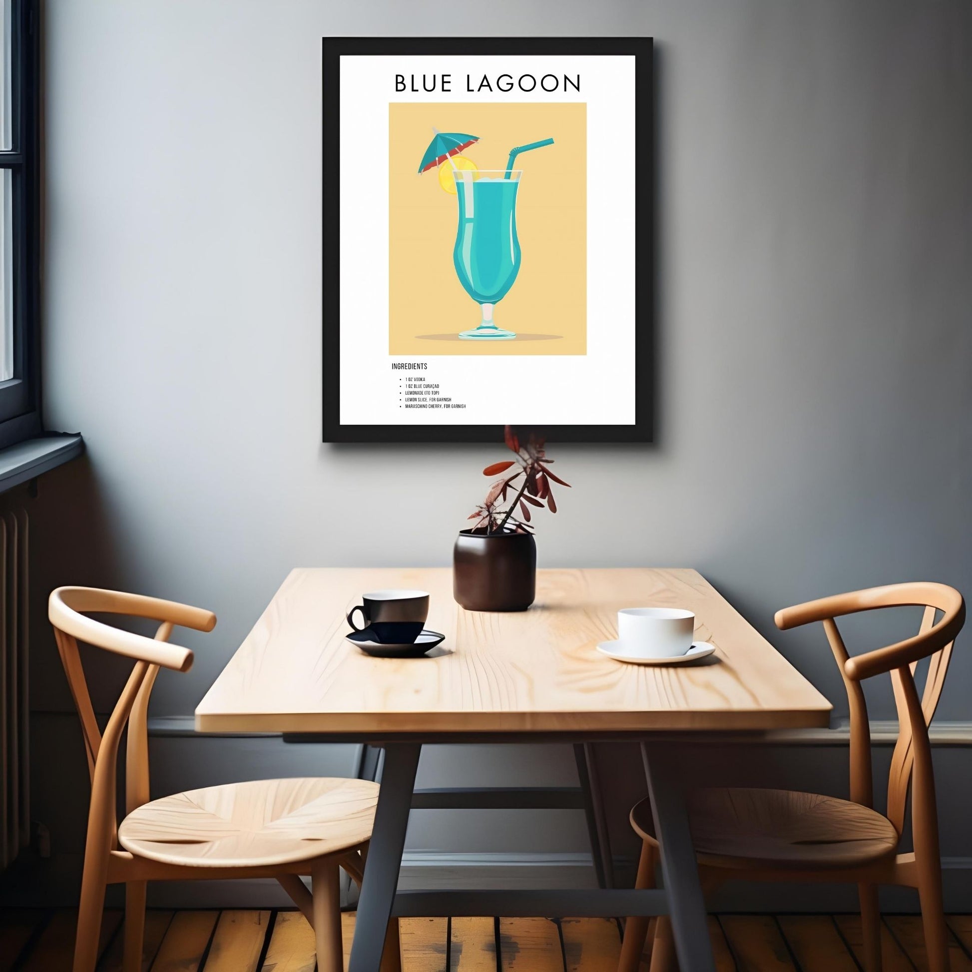 Blue Lagoon Retro Cocktail Poster - GroovyGrove