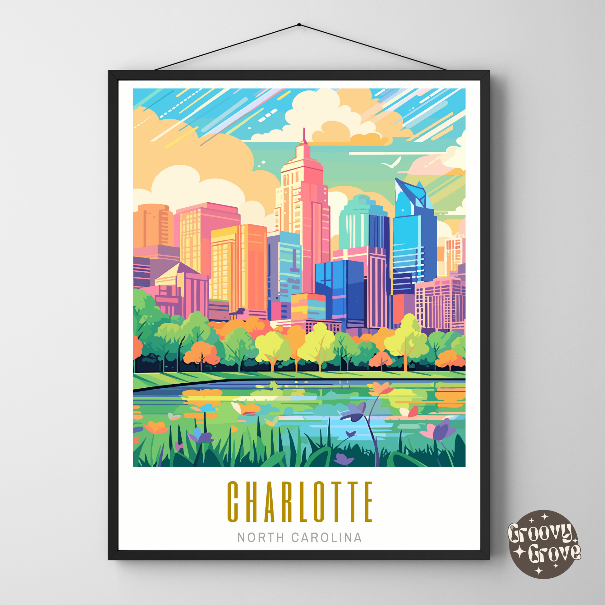 Charlotte North Carolina Poster - GroovyGrove