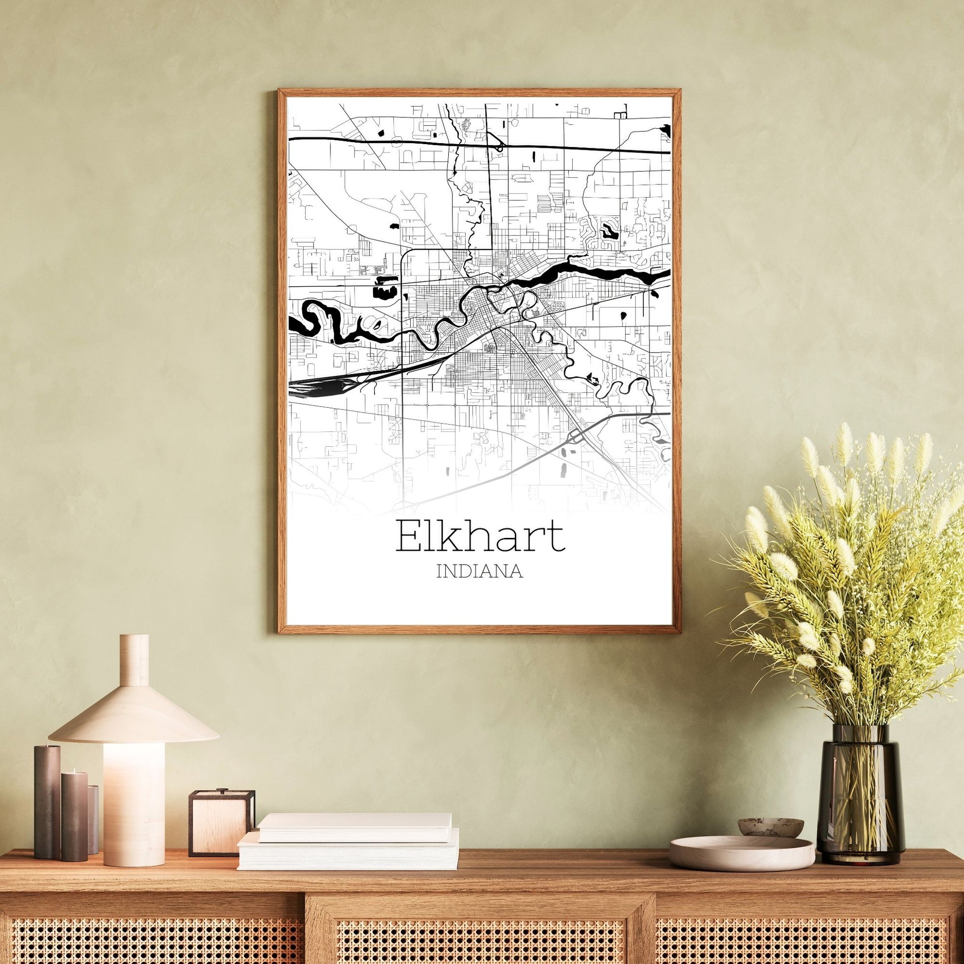 Elkhart Indiana City Map Poster - GroovyGrove