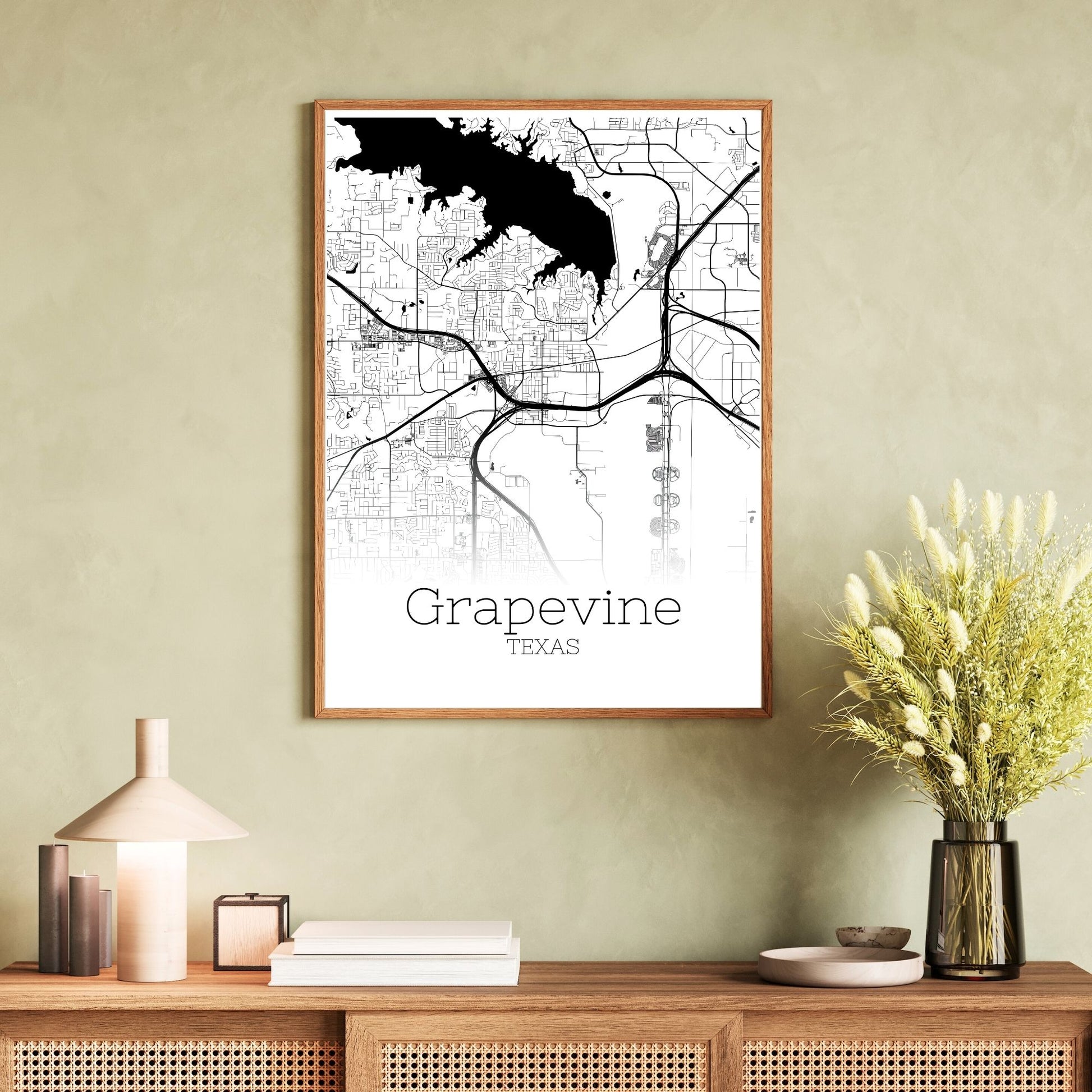 Grapevine Texas City Map Poster - GroovyGrove