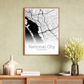 National City California Map Poster - GroovyGrove