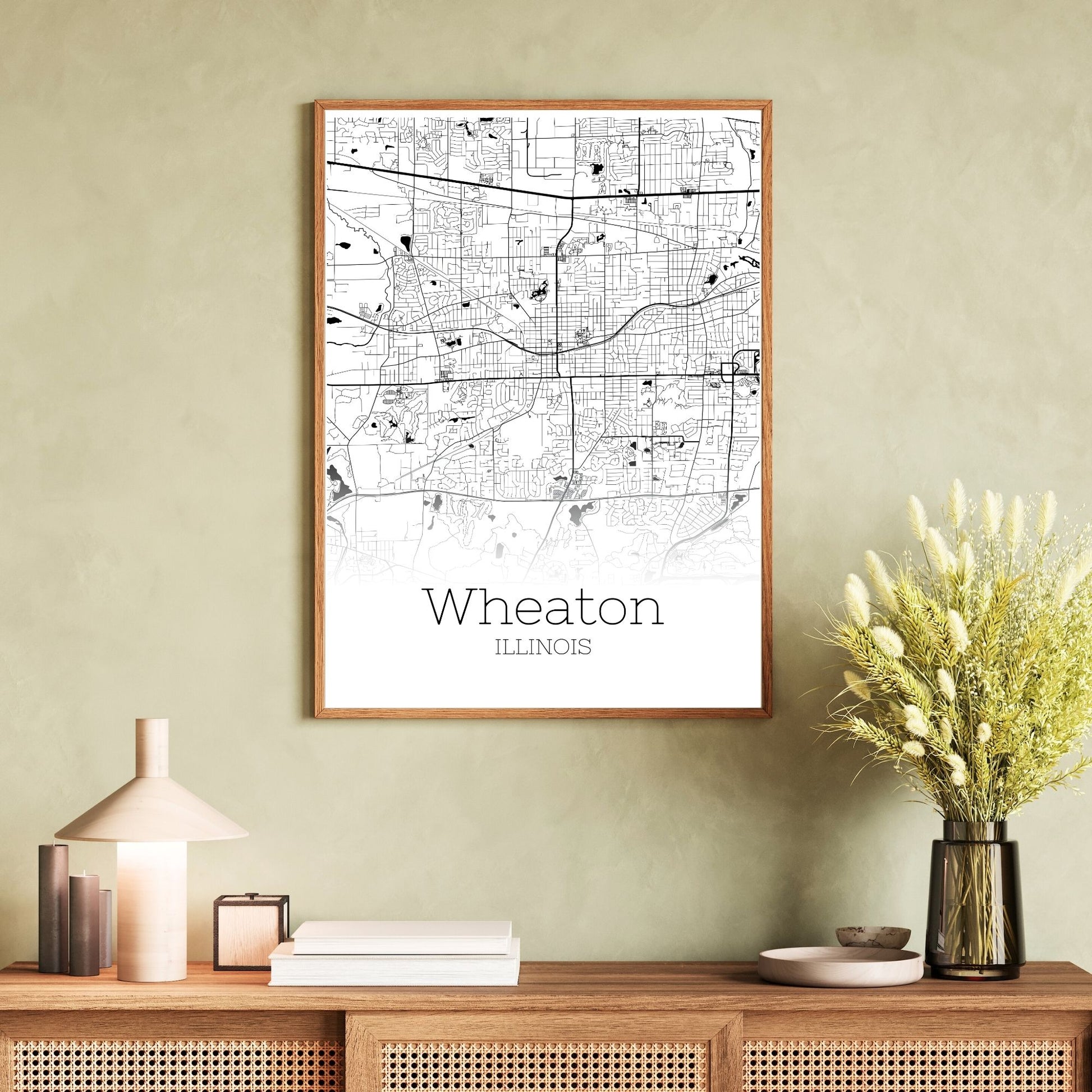 Wheaton Illinois City Map Poster - GroovyGrove