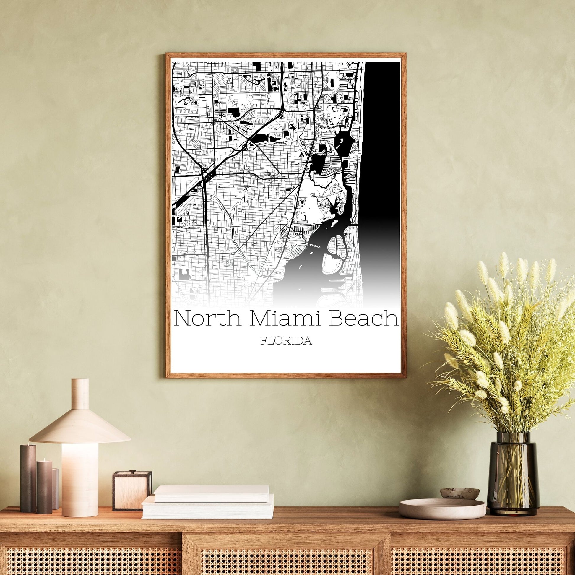 North Miami Beach Florida City Map Poster - GroovyGrove