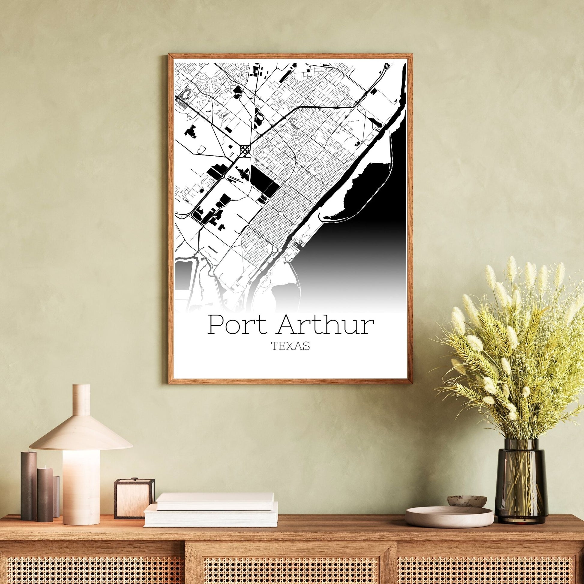 Port Arthur Texas City Map Poster - GroovyGrove