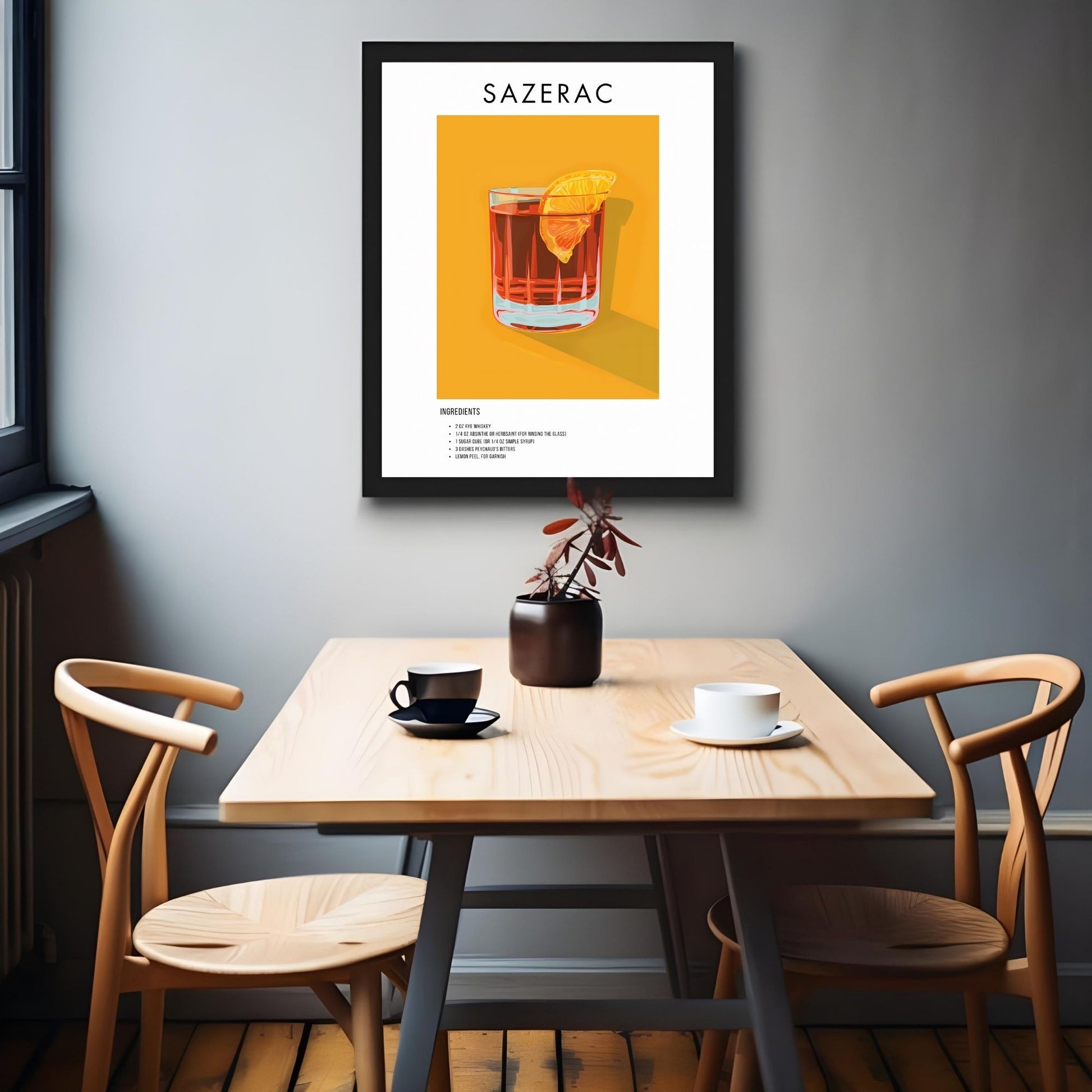 Sazerac Retro Cocktail Poster - GroovyGrove