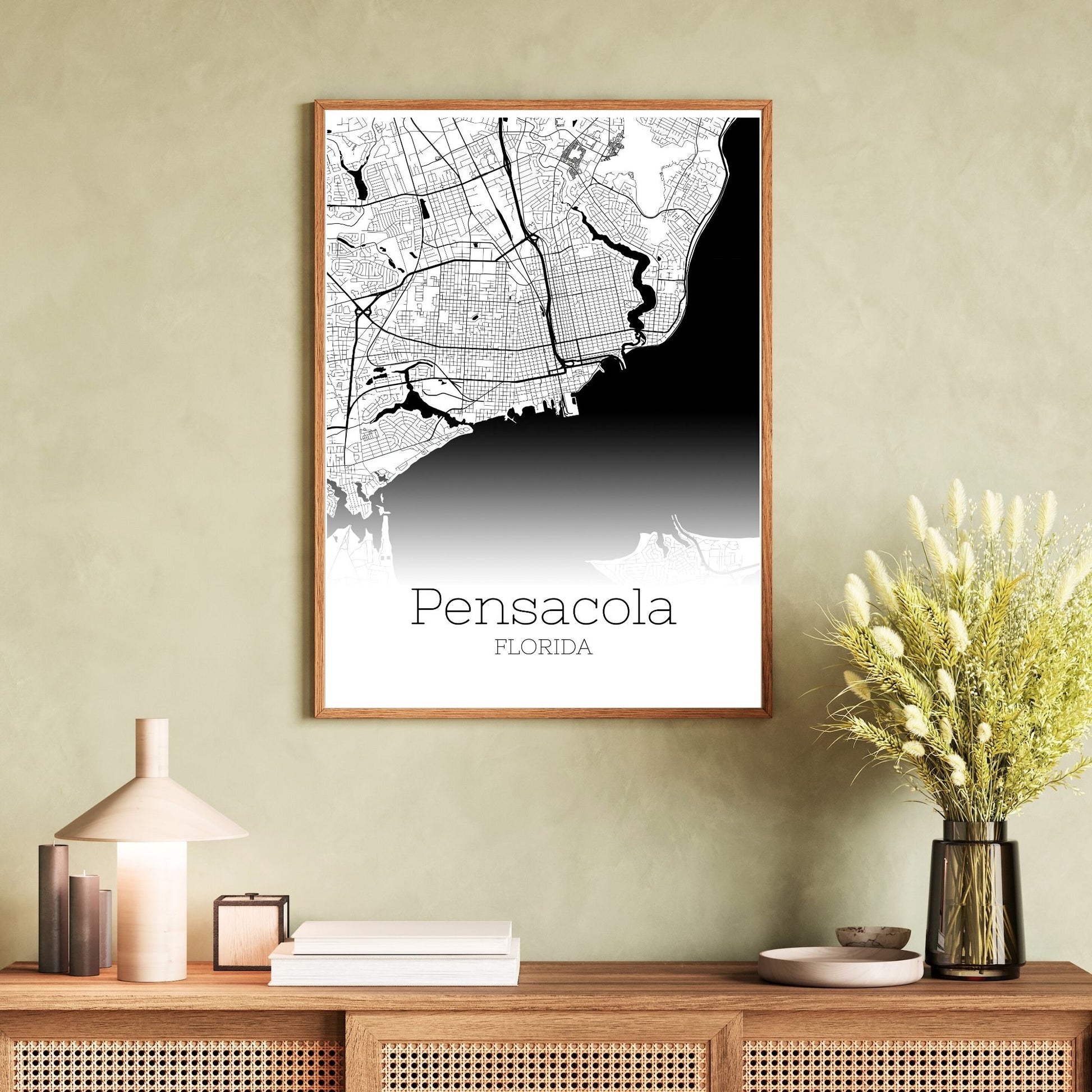 Pensacola Florida City Map Poster - GroovyGrove